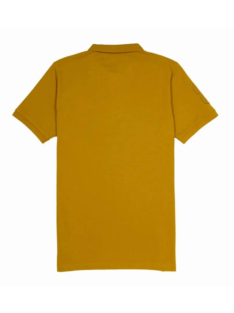 GIORDANO Men's Pique Slim Fit Embroidery Napoleon Polo Buckthorn Brown Yellow GIORDANO Men's Pique Slim Fit Embroidery Napoleon Polo Buckthorn Brown Yellow