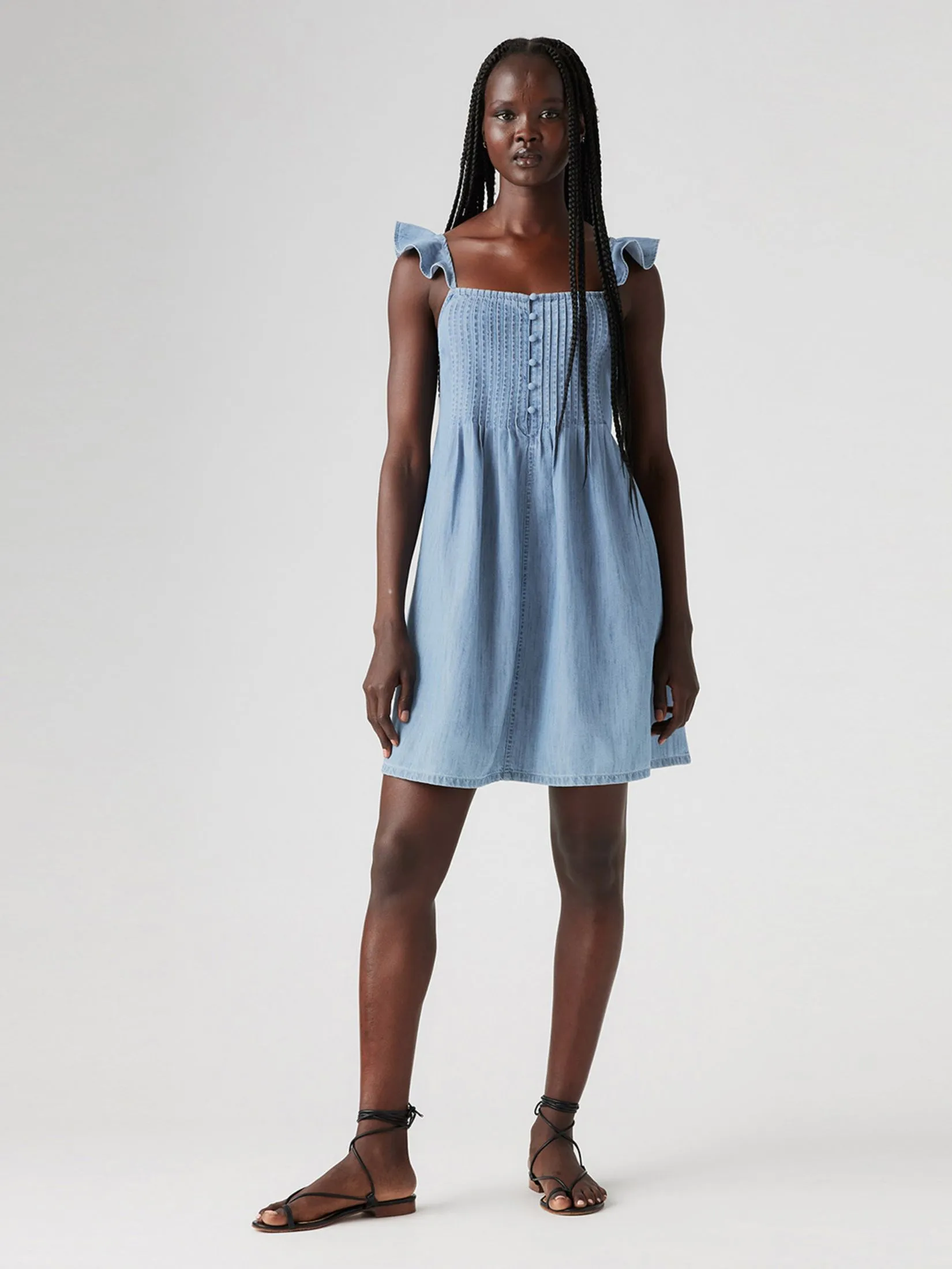 LEVI'S Women's Katrina Flutter Sleeve Dress Blue LEVI'S Women's Katrina Flutter Sleeve Dress Blue