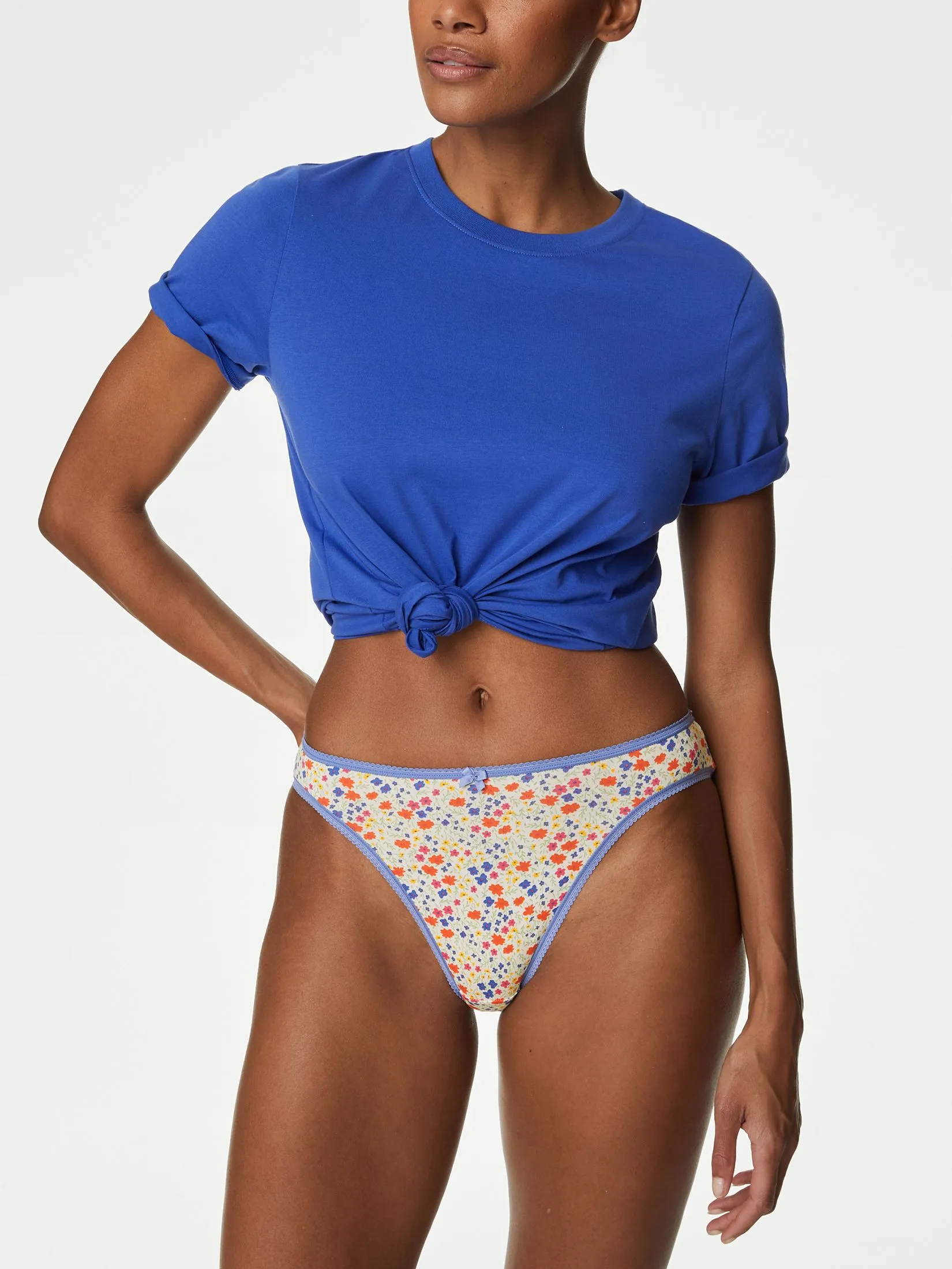 MARKS & SPENCER Women Knickers Cotton Lycra High Leg 5pk Multi-Color MARKS & SPENCER Women Knickers Cotton Lycra High Leg 5pk Multi-Color