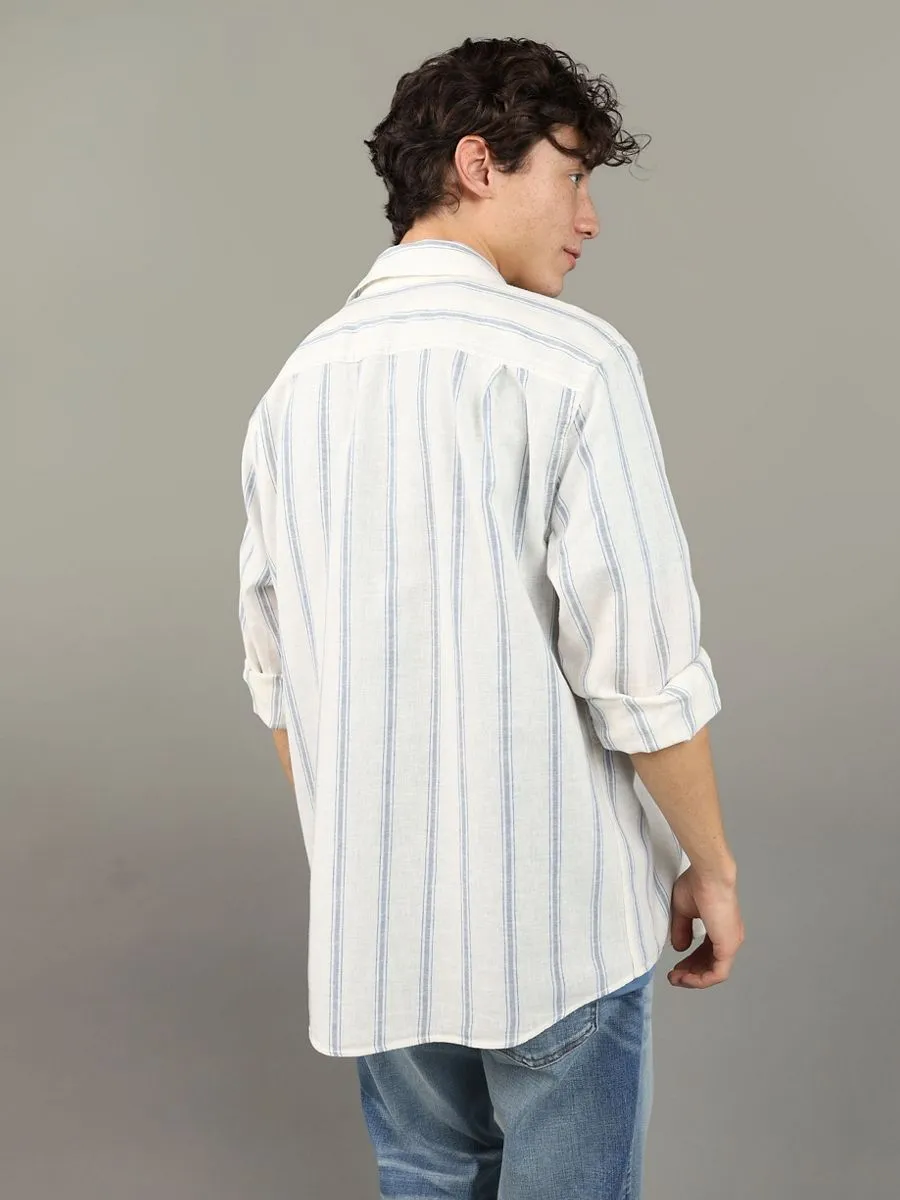 American Eagle MEN CF CSC LINEN SHIRT 106 CREAM