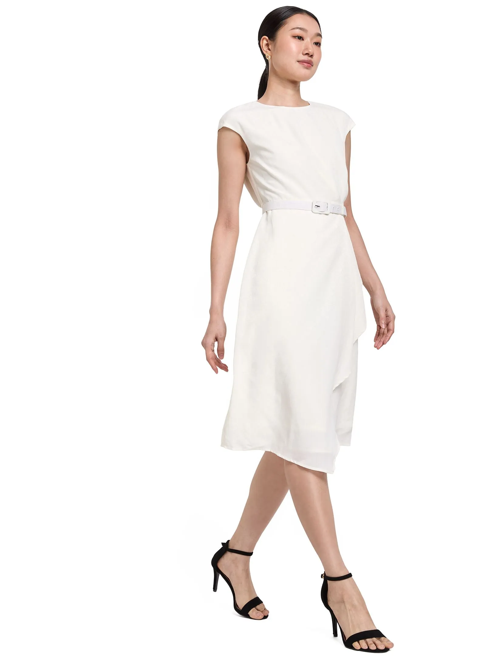 EXPRESSIONS Women Dress Cap Sleeves with Front Drape EXPRESSIONS Women Dress Cap Sleeves with Front Drape