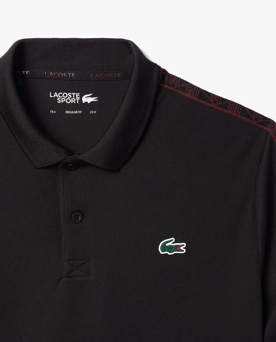 LACOSTE Regular Fit Ultra Dry Piqu  Tennis Polo Shirt Black LACOSTE Regular Fit Ultra Dry Piqu  Tennis Polo Shirt Black