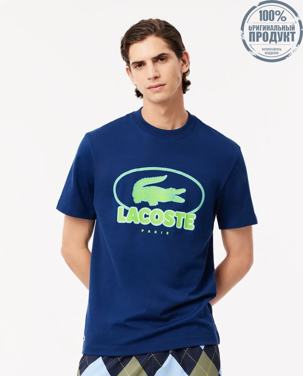LACOSTE Heavy Cotton Graphic T-shirt Blue LACOSTE Heavy Cotton Graphic T-shirt Blue