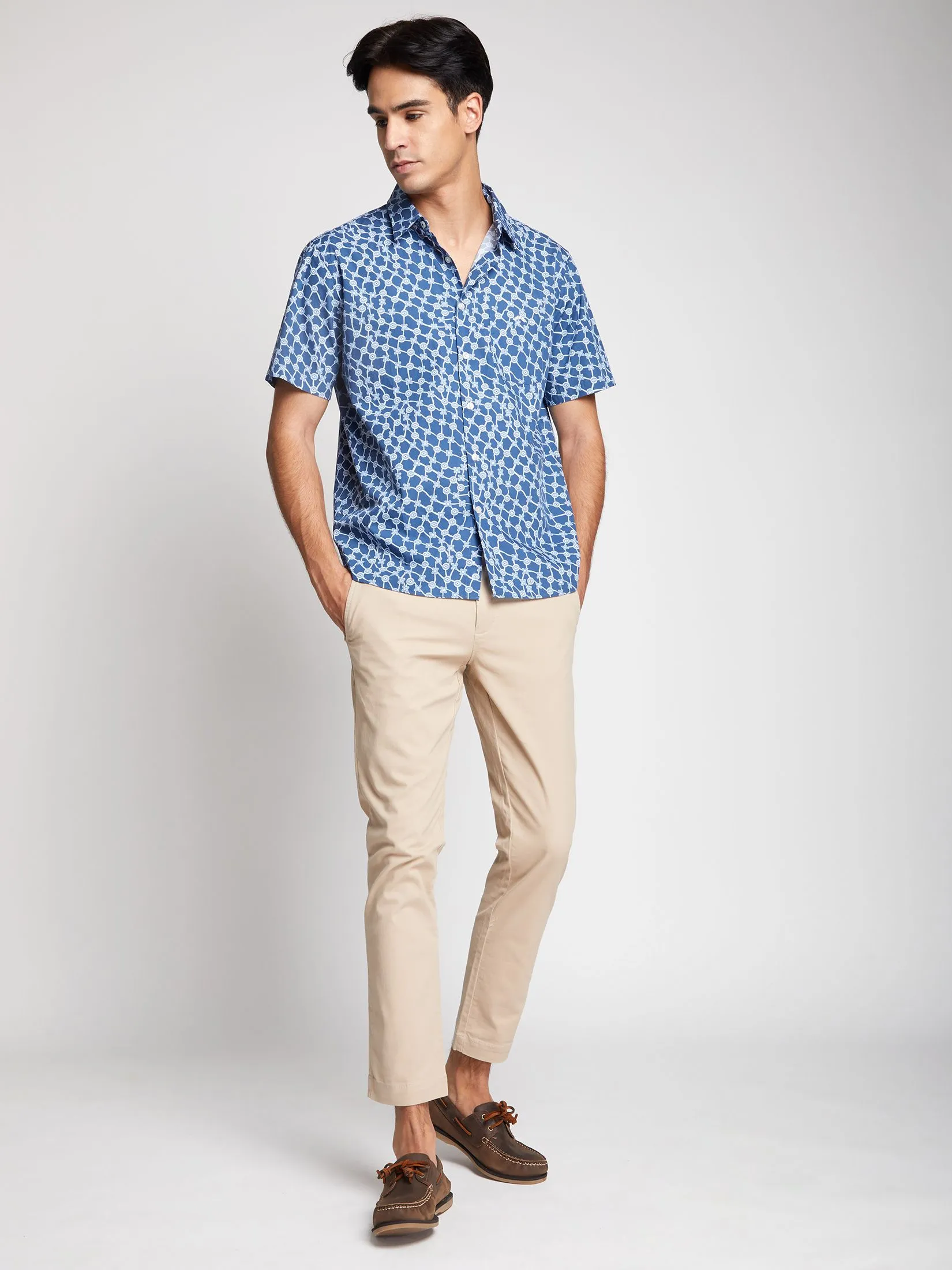 ALUMNUS Men Shirt Short Sleeves Jeans ALUMNUS Men Shirt Short Sleeves Jeans