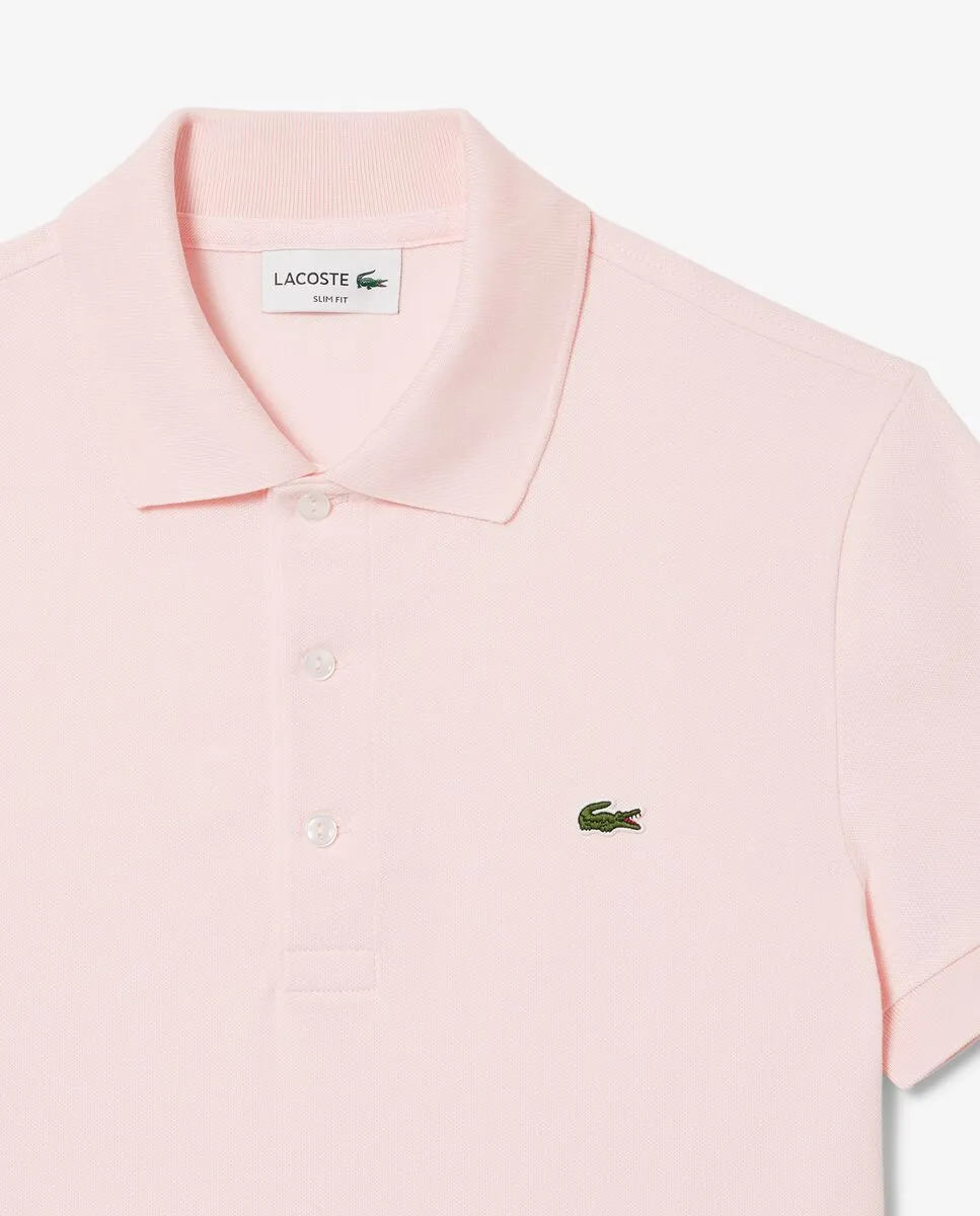 LACOSTE Slim Fit Stretch Mini Piqu  Polo Shirt Pink LACOSTE Slim Fit Stretch Mini Piqu  Polo Shirt Pink