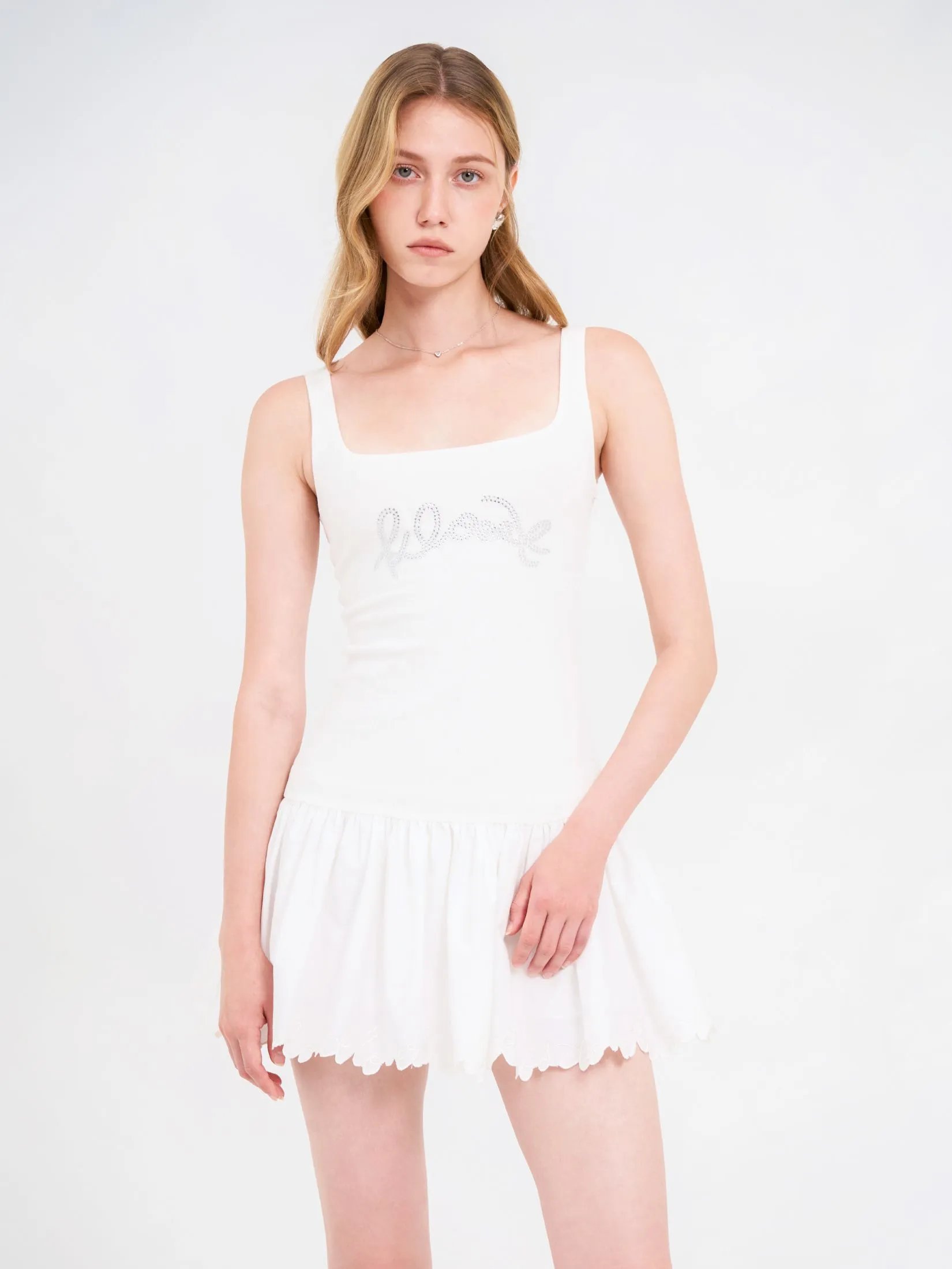 KLOSET (SS25) Women Kloset Flared-Hem Dress White KLOSET (SS25) Women Kloset Flared-Hem Dress White