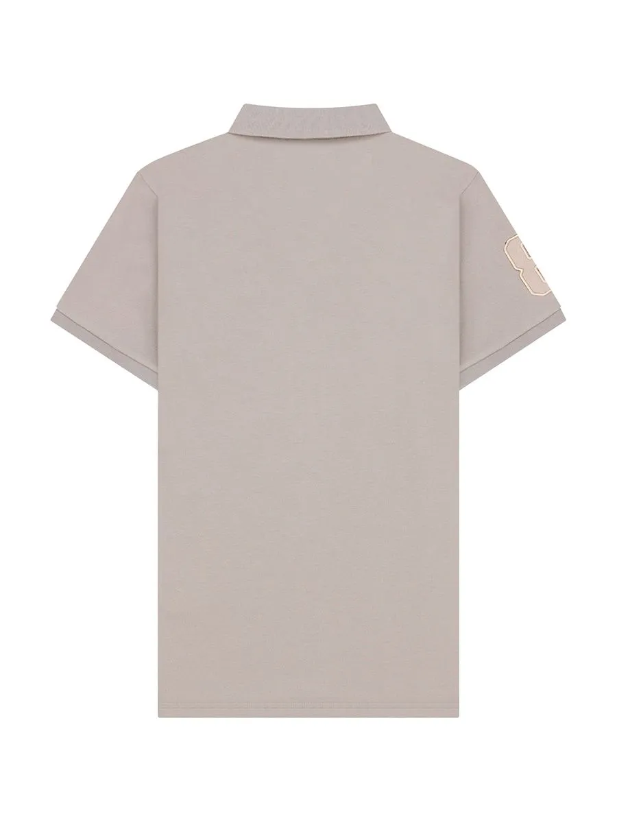 GIORDANO Men's Lycra Pique Embroidery Polo (3D Lion)  Cinder Khaki GIORDANO Men's Lycra Pique Embroidery Polo (3D Lion)  Cinder Khaki