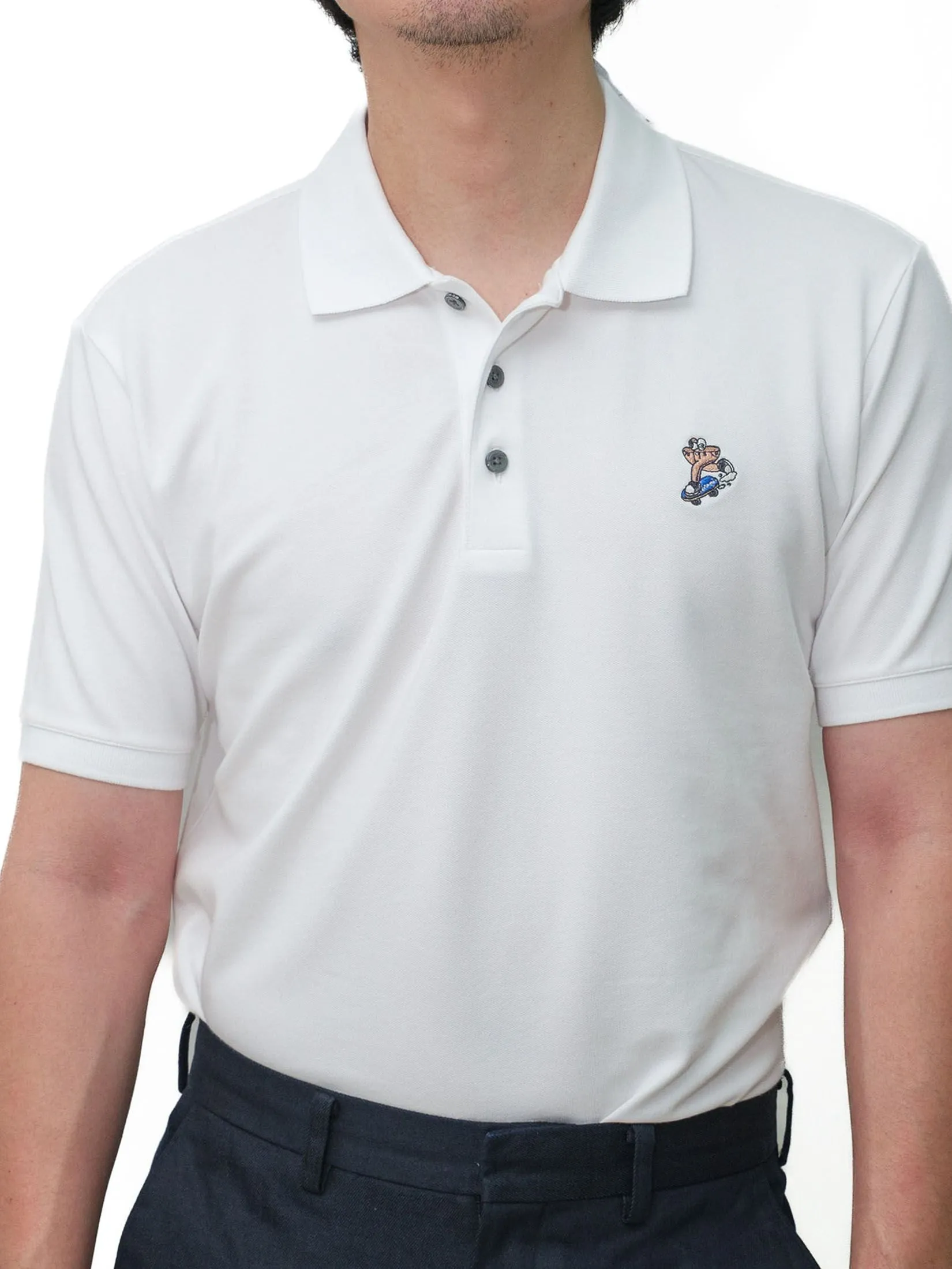 Era-won Men's Polo Slim Fit Art toy Collection White Era-won Men's Polo Slim Fit Art toy Collection White