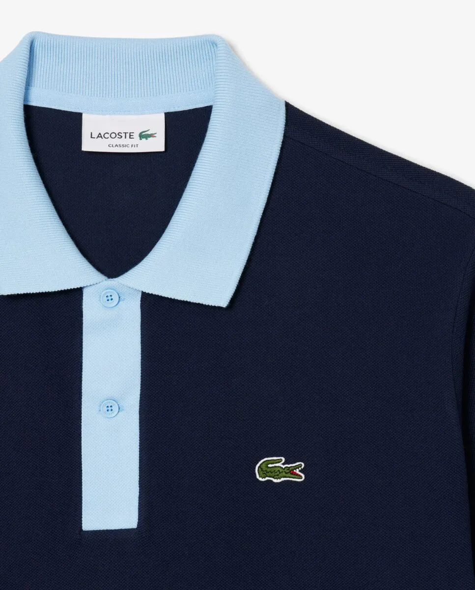LACOSTE Classic Fit Contrast Collar L.12.12 Polo Shirt Blue LACOSTE Classic Fit Contrast Collar L.12.12 Polo Shirt Blue