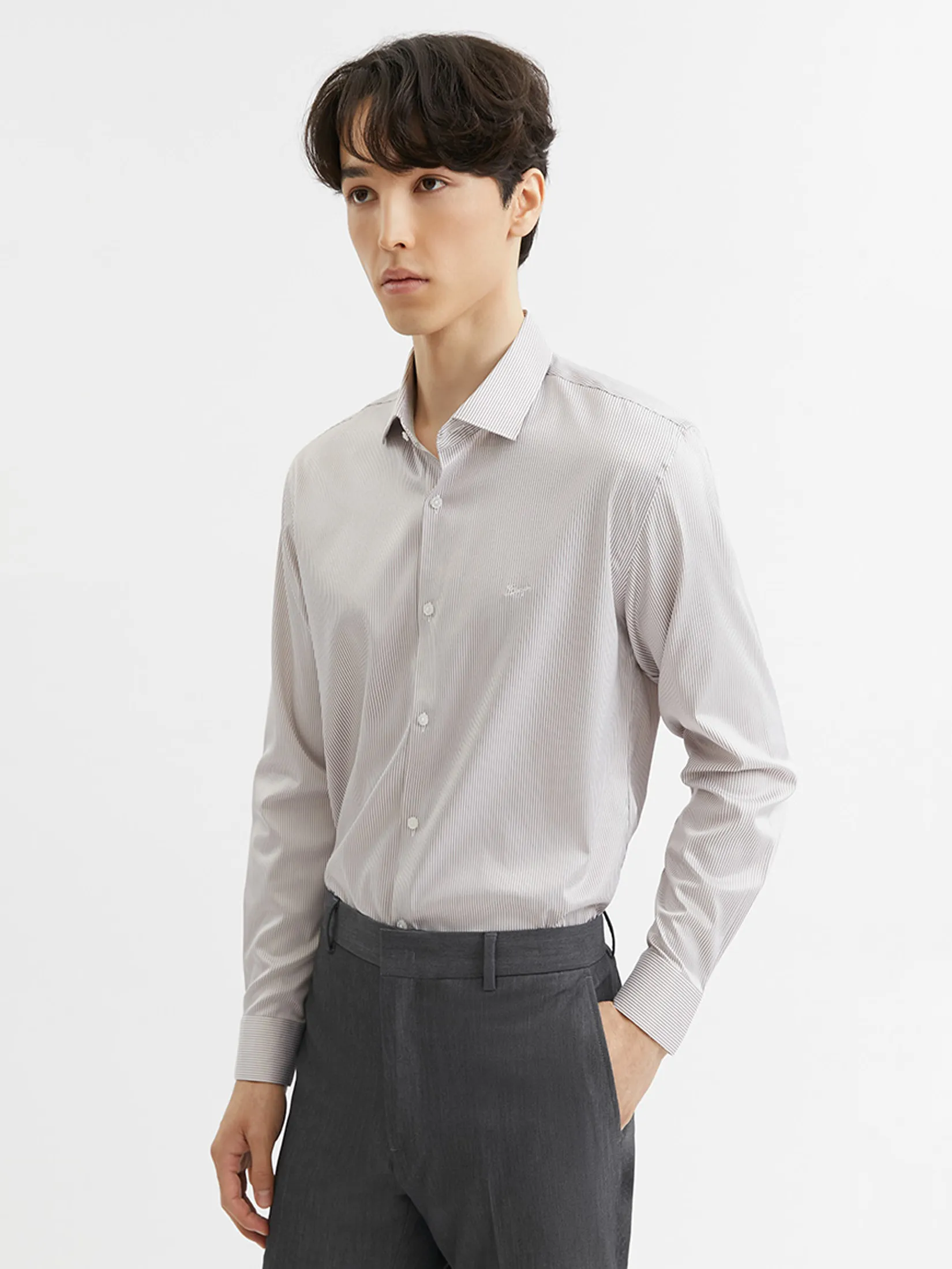 DAPPER Men NO MORE IRON Striped Smart Fit Shirt Brown DAPPER Men NO MORE IRON Striped Smart Fit Shirt Brown
