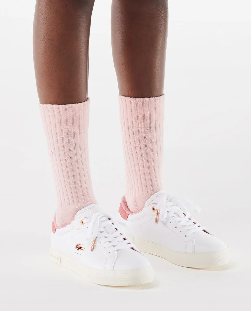 LACOSTE White Women’s Powercourt Leather Trainers LACOSTE White Women’s Powercourt Leather Trainers