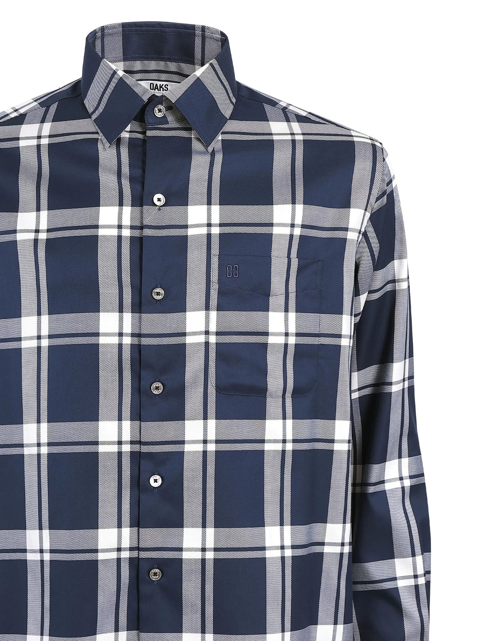 DAKS Men Long Sleeve Shirt Regular Fit Navy DAKS Men Long Sleeve Shirt Regular Fit Navy