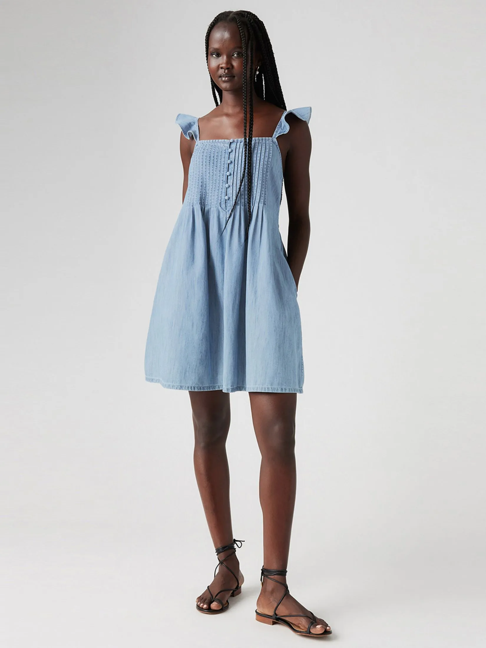 LEVI'S Women's Katrina Flutter Sleeve Dress Blue LEVI'S Women's Katrina Flutter Sleeve Dress Blue