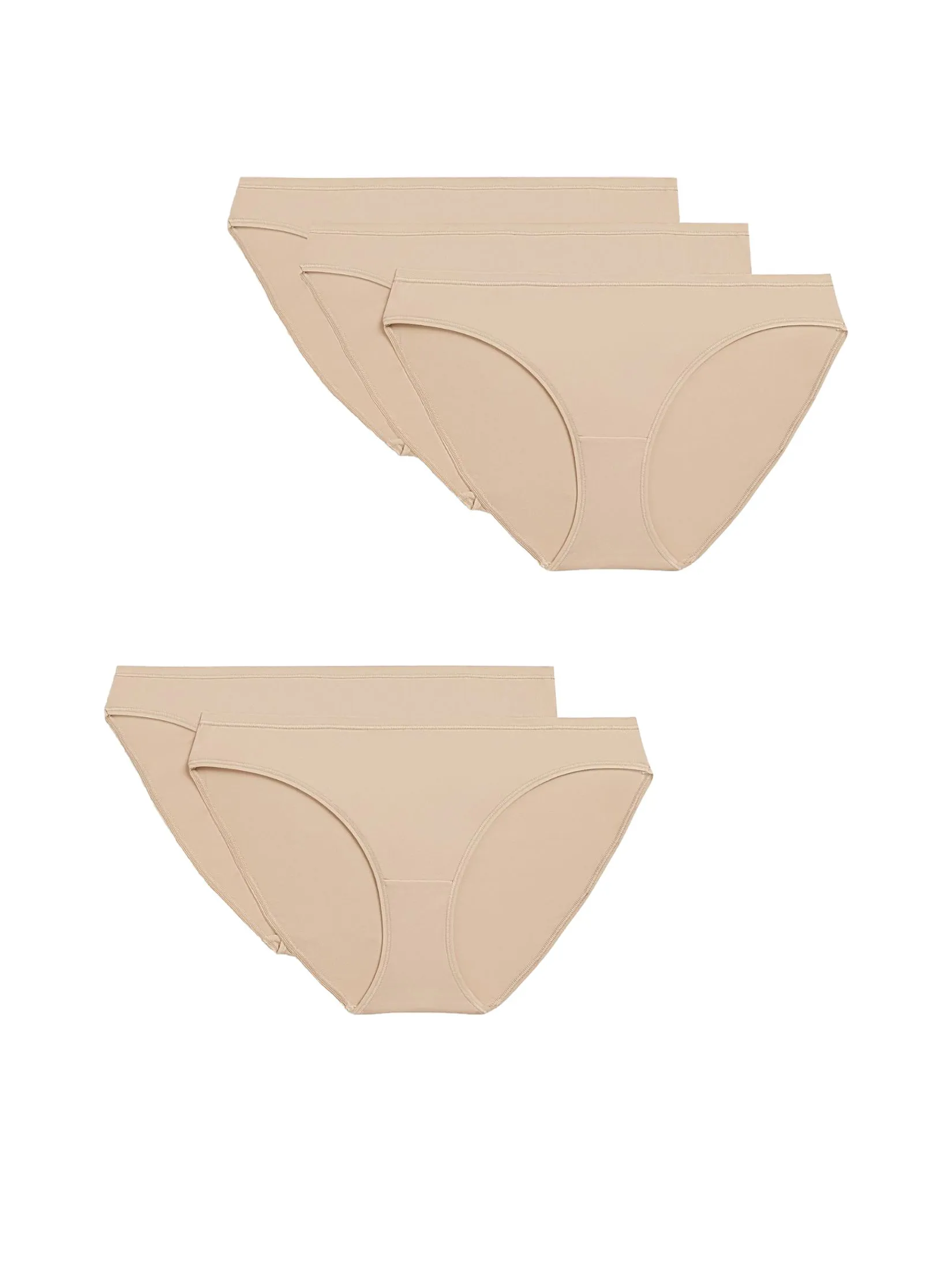 MARKS & SPENCER Women Knickers Low Rise Bikini No VPL Microfibre 5Pk Beige MARKS & SPENCER Women Knickers Low Rise Bikini No VPL Microfibre 5Pk Beige