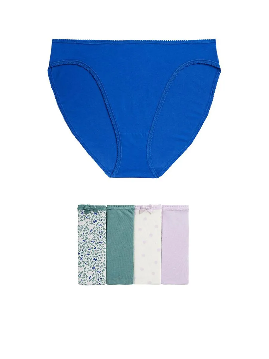 MARKS & SPENCER Women High Leg Knickers Cotton Lycra 5pk Multi-Color MARKS & SPENCER Women High Leg Knickers Cotton Lycra 5pk Multi-Color