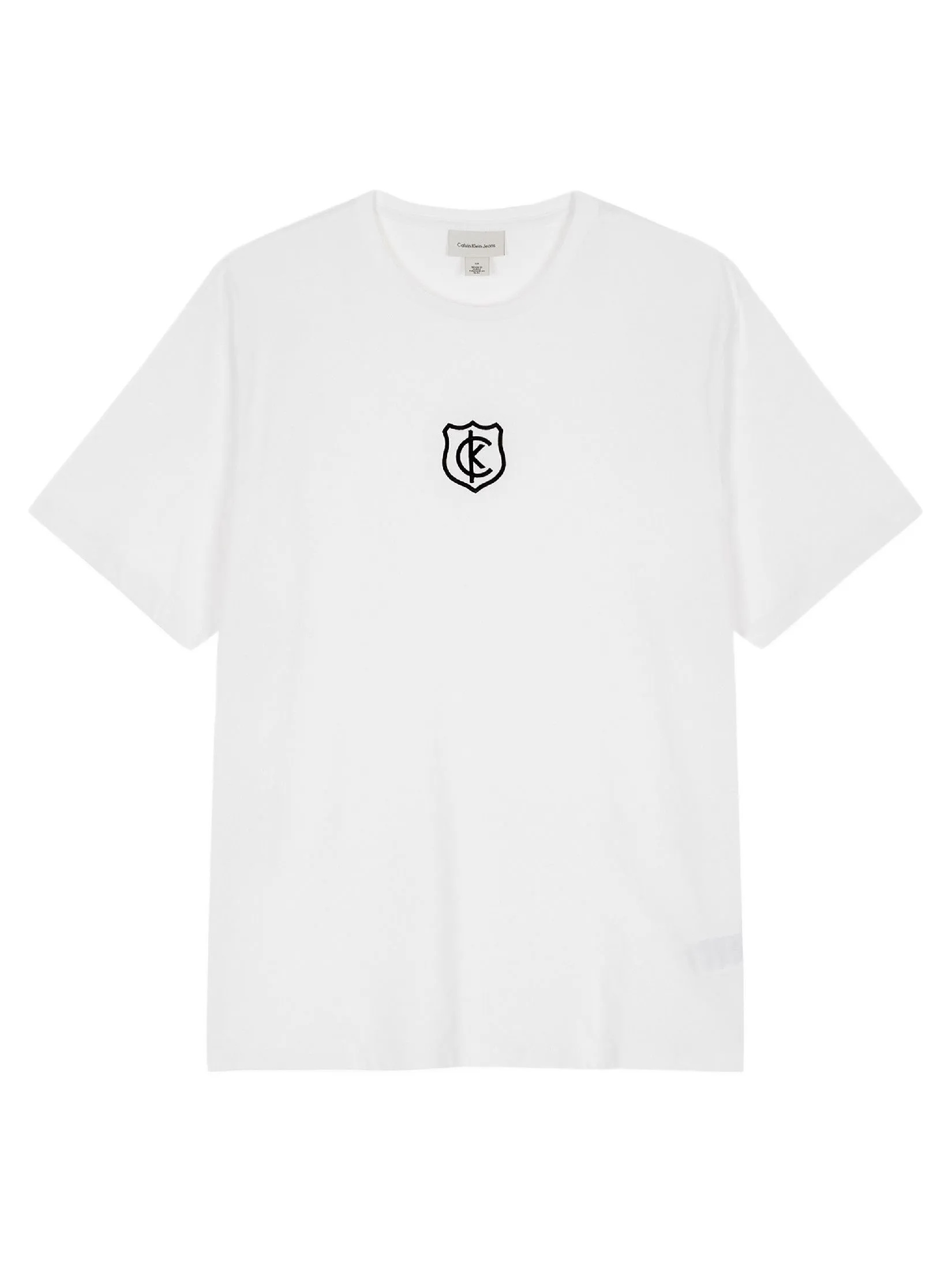 CALVIN KLEIN Men's Regular Fit CK Shield Short Sleeve T-Shirt White CALVIN KLEIN Men's Regular Fit CK Shield Short Sleeve T-Shirt White