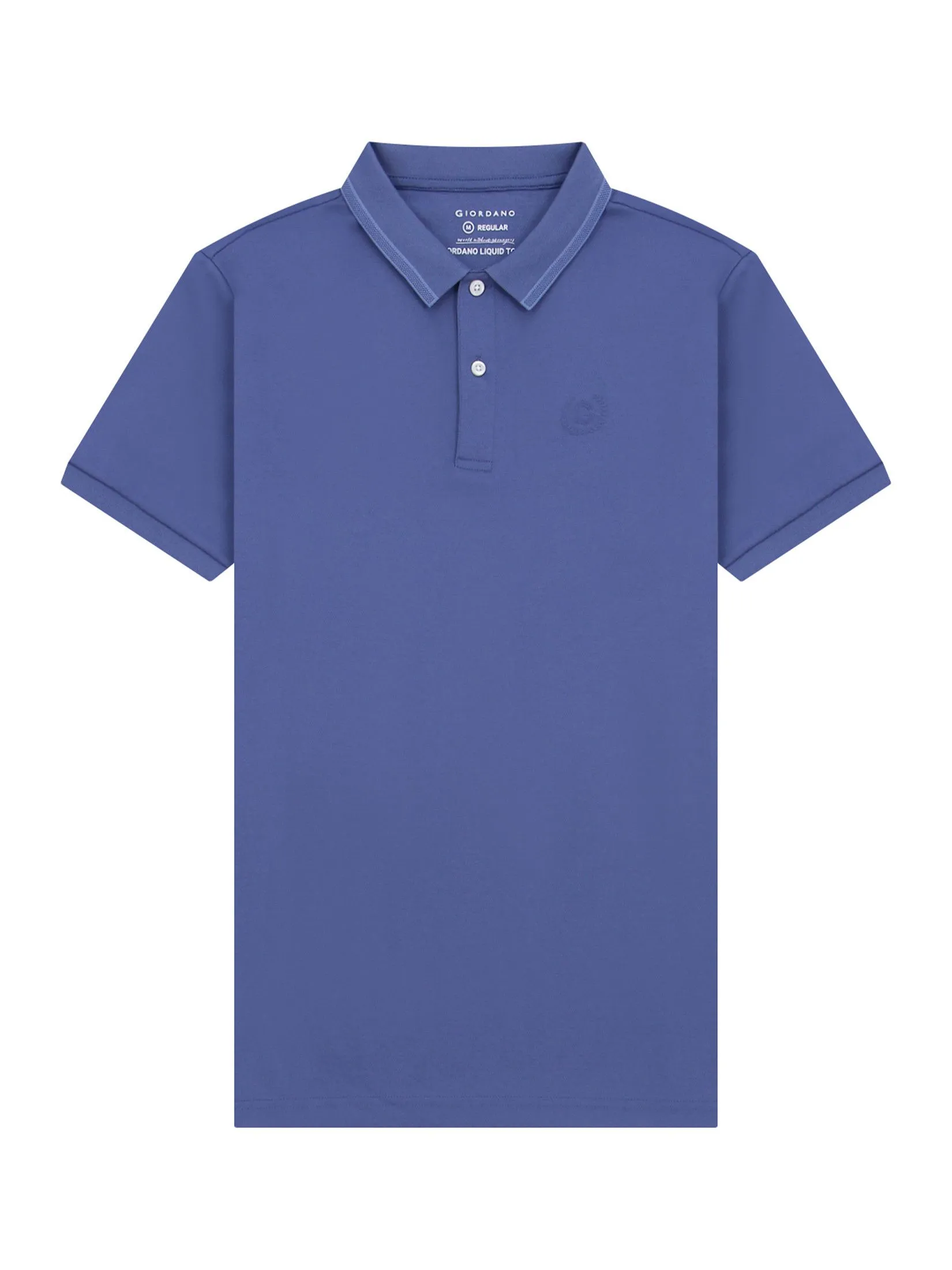 GIORDANO Men's Regular Interlock Embroidery Polo (Liquid Touch) Grey blue Purple GIORDANO Men's Regular Interlock Embroidery Polo (Liquid Touch) Grey blue Purple