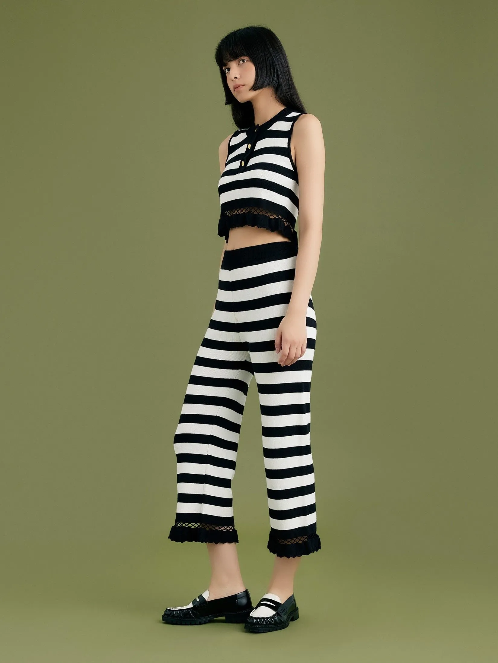 ASV (AW24) Imani Striped Women Pants White Black ASV (AW24) Imani Striped Women Pants White Black