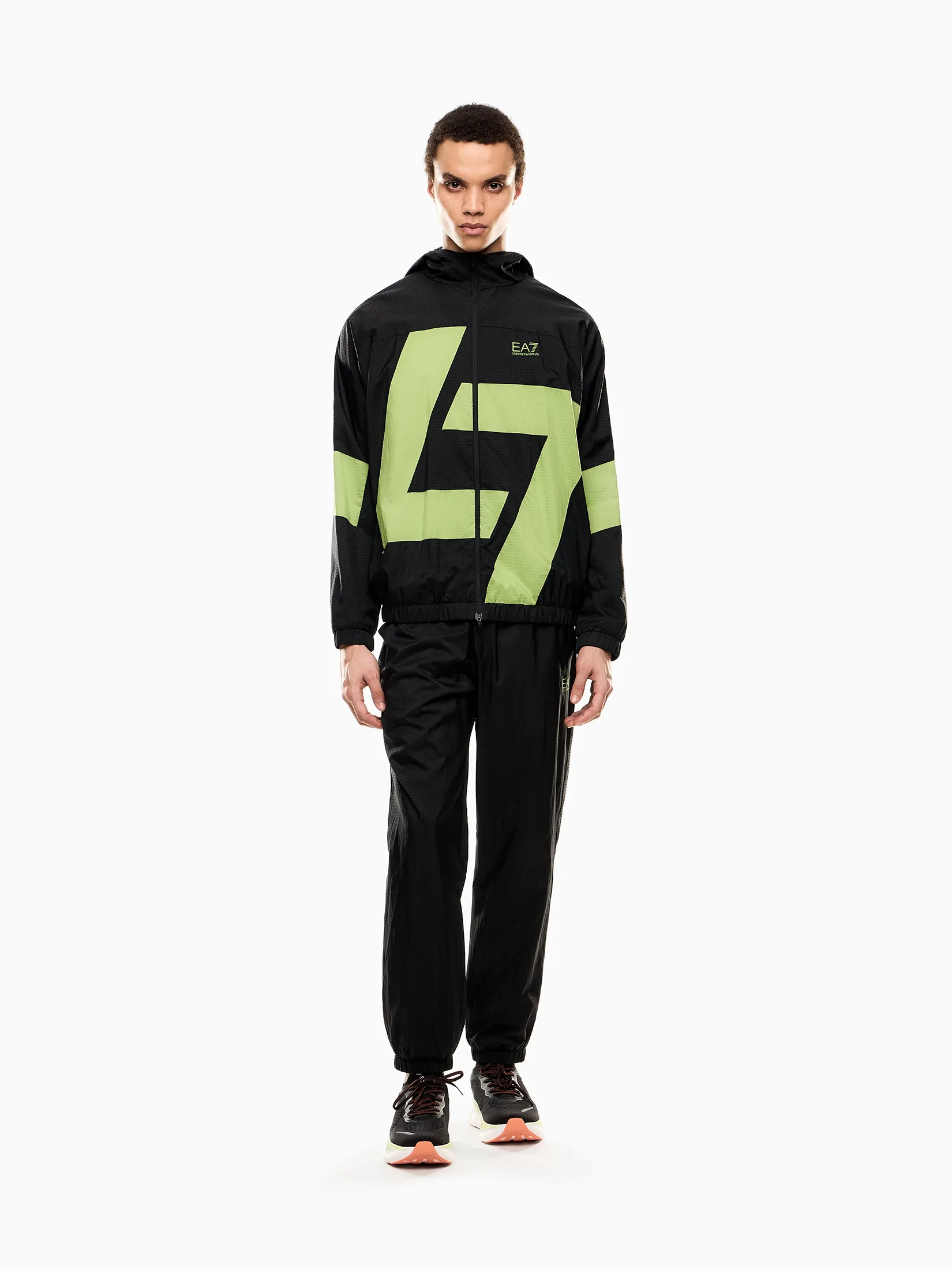 EA7 Men Tracksuit Set with Logo FW25 MC167 Black/Macaw Green EA7 Men Tracksuit Set with Logo FW25 MC167 Black/Macaw Green