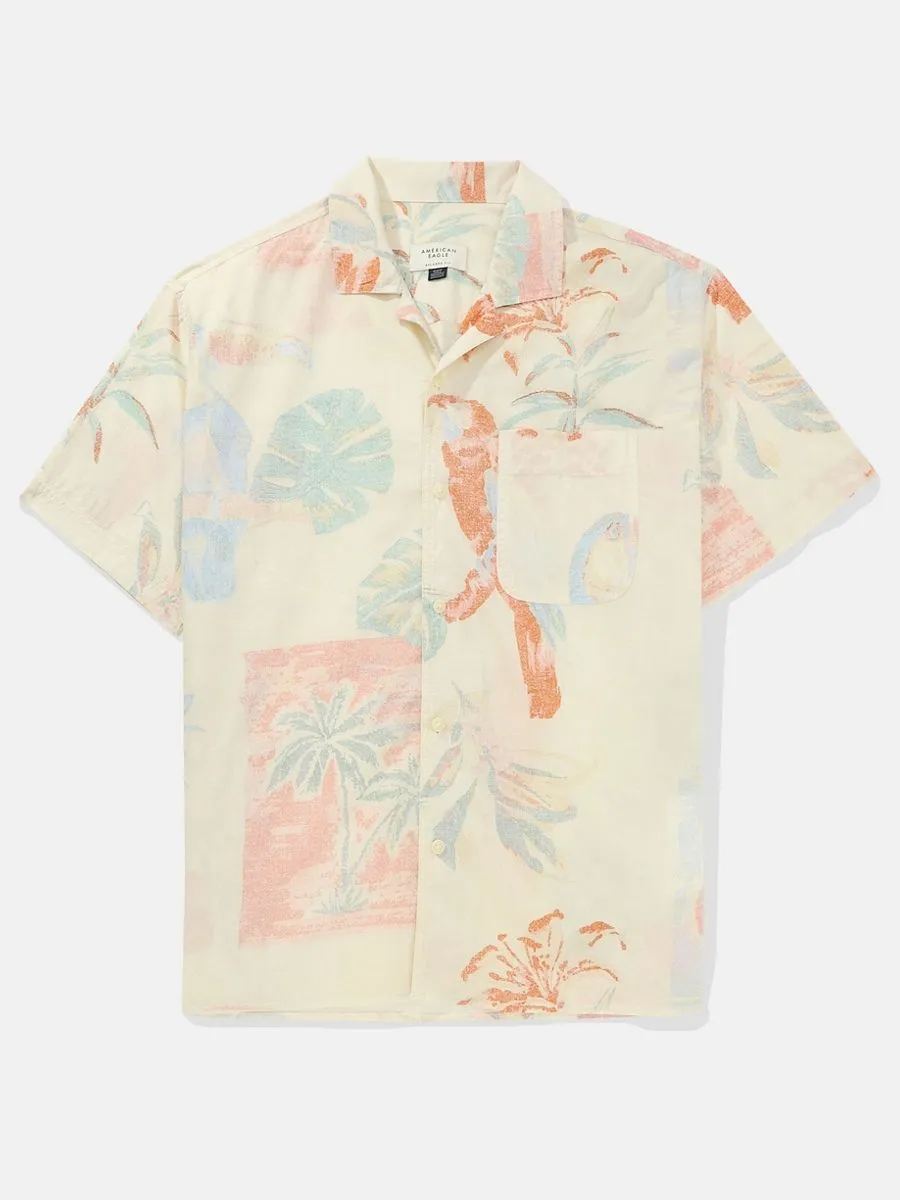 American Eagle MEN RINCON TROPICS SS OVERSIZED CAMP COLLAR COTTON RAYON 638 PINK TROPICS American Eagle MEN RINCON TROPICS SS OVERSIZED CAMP COLLAR COTTON RAYON 638 PINK TROPICS