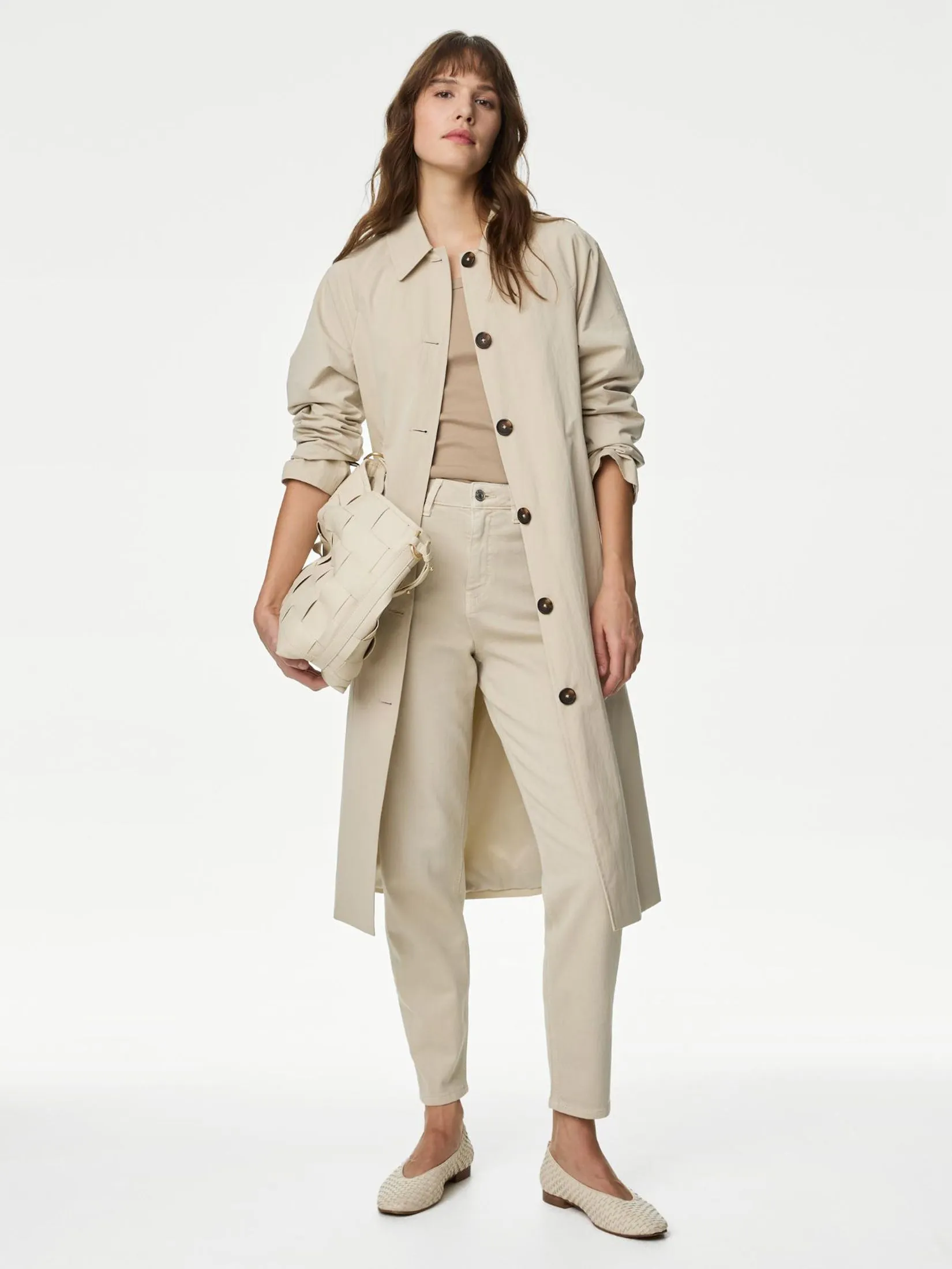 MARKS & SPENCER Women Jeans Mom High Waisted Tapered Ankle Grazer Neutral MARKS & SPENCER Women Jeans Mom High Waisted Tapered Ankle Grazer Neutral