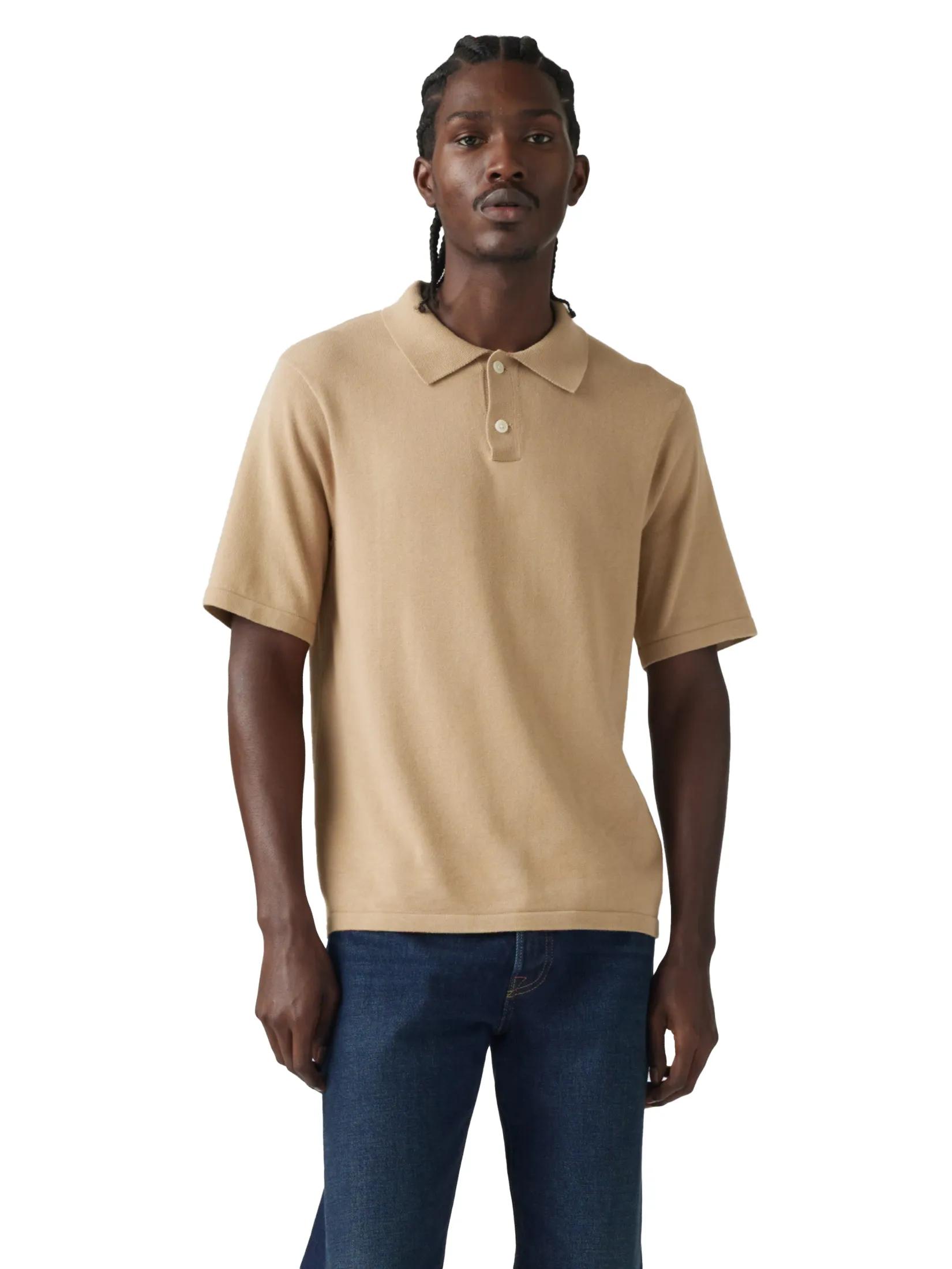 LEVI'S Men's Sweater Polo Tan LEVI'S Men's Sweater Polo Tan