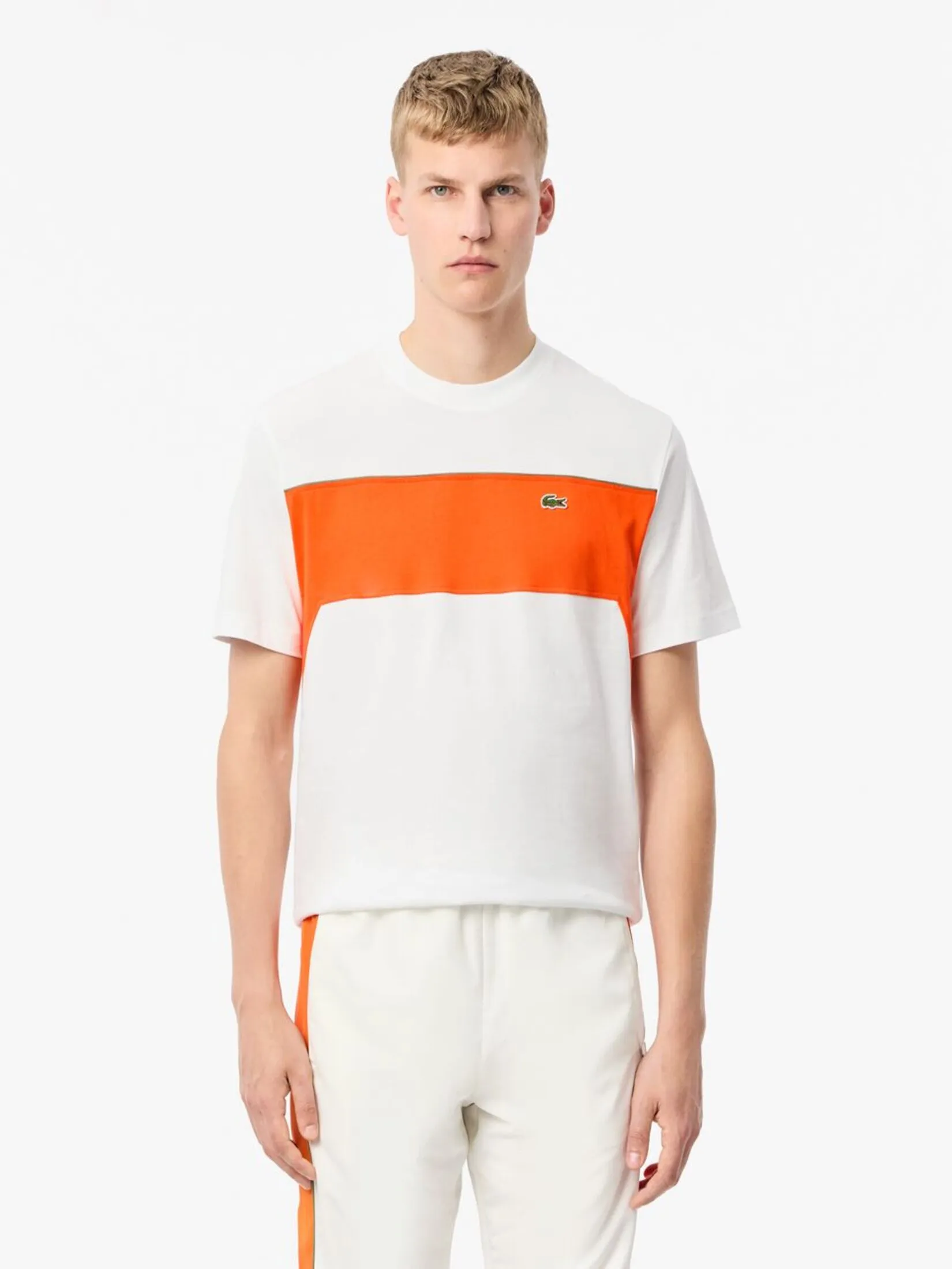 LACOSTE Cotton Colour-Block T-shirt White LACOSTE Cotton Colour-Block T-shirt White