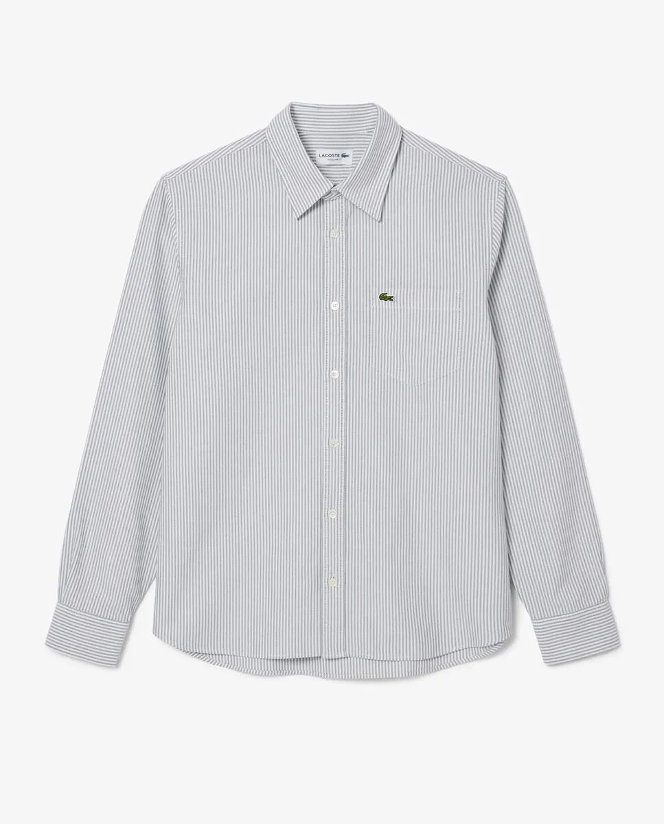 LACOSTE Regular Fit Striped Oxford Shirt Blue LACOSTE Regular Fit Striped Oxford Shirt Blue