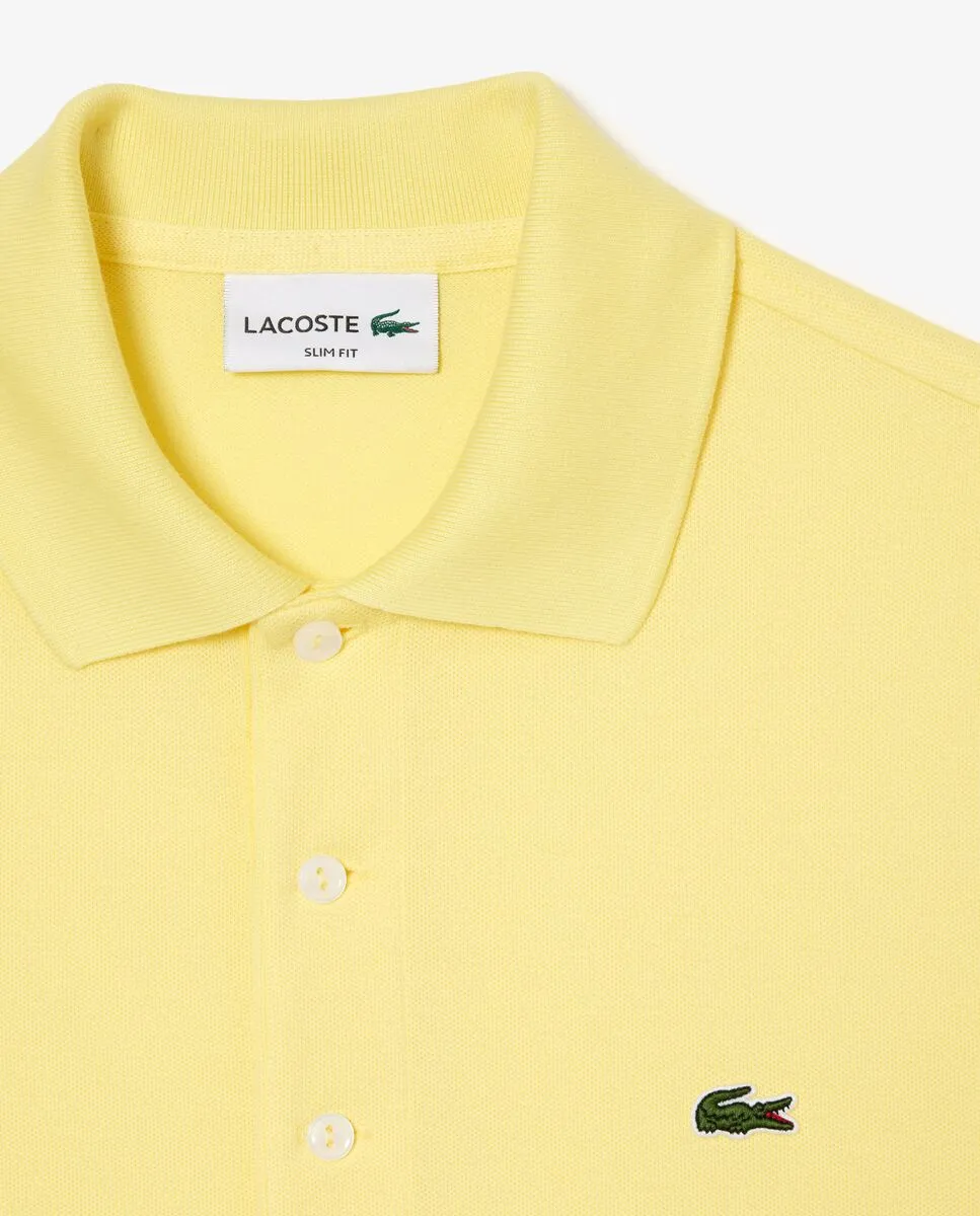 LACOSTE Slim Fit Stretch Mini Piqu  Polo Shirt Yellow LACOSTE Slim Fit Stretch Mini Piqu  Polo Shirt Yellow
