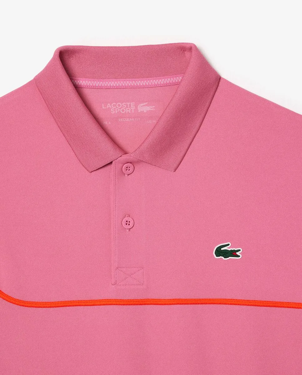 LACOSTE Regular Fit Ultra Dry Piqu  Tennis Polo Shirt Pink LACOSTE Regular Fit Ultra Dry Piqu  Tennis Polo Shirt Pink