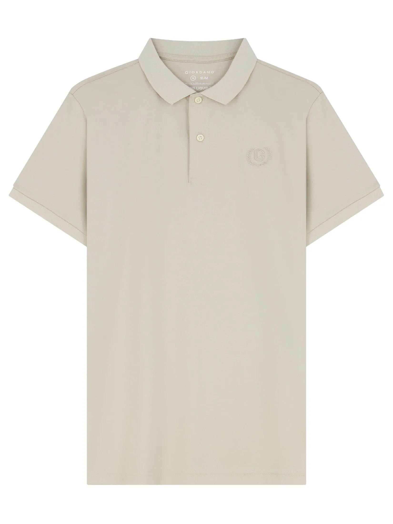 GIORDANO Men's Slim Interlock Polo (Liquid Touch) Creamware Khaki GIORDANO Men's Slim Interlock Polo (Liquid Touch) Creamware Khaki