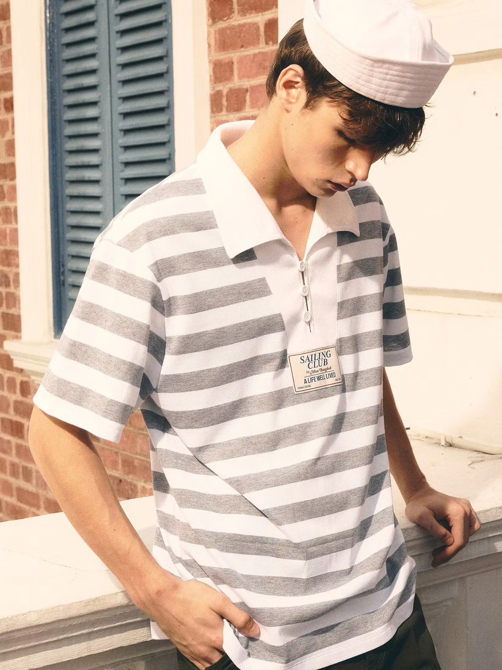 Moo [MOO 6/25] Sailor Smock Polo Shirt Gray
