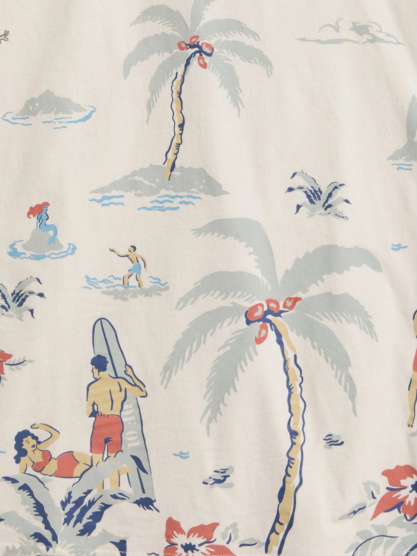 DEFRY 01 Men T-Shirt Short Sleeves Tropical Theme Cream DEFRY 01 Men T-Shirt Short Sleeves Tropical Theme Cream