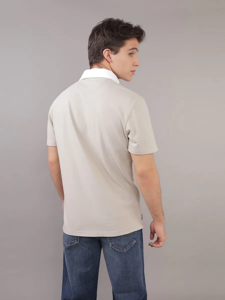 American Eagle MEN P- INTL PIQUE RUGBY PATCH POLO 209 SAND American Eagle MEN P- INTL PIQUE RUGBY PATCH POLO 209 SAND