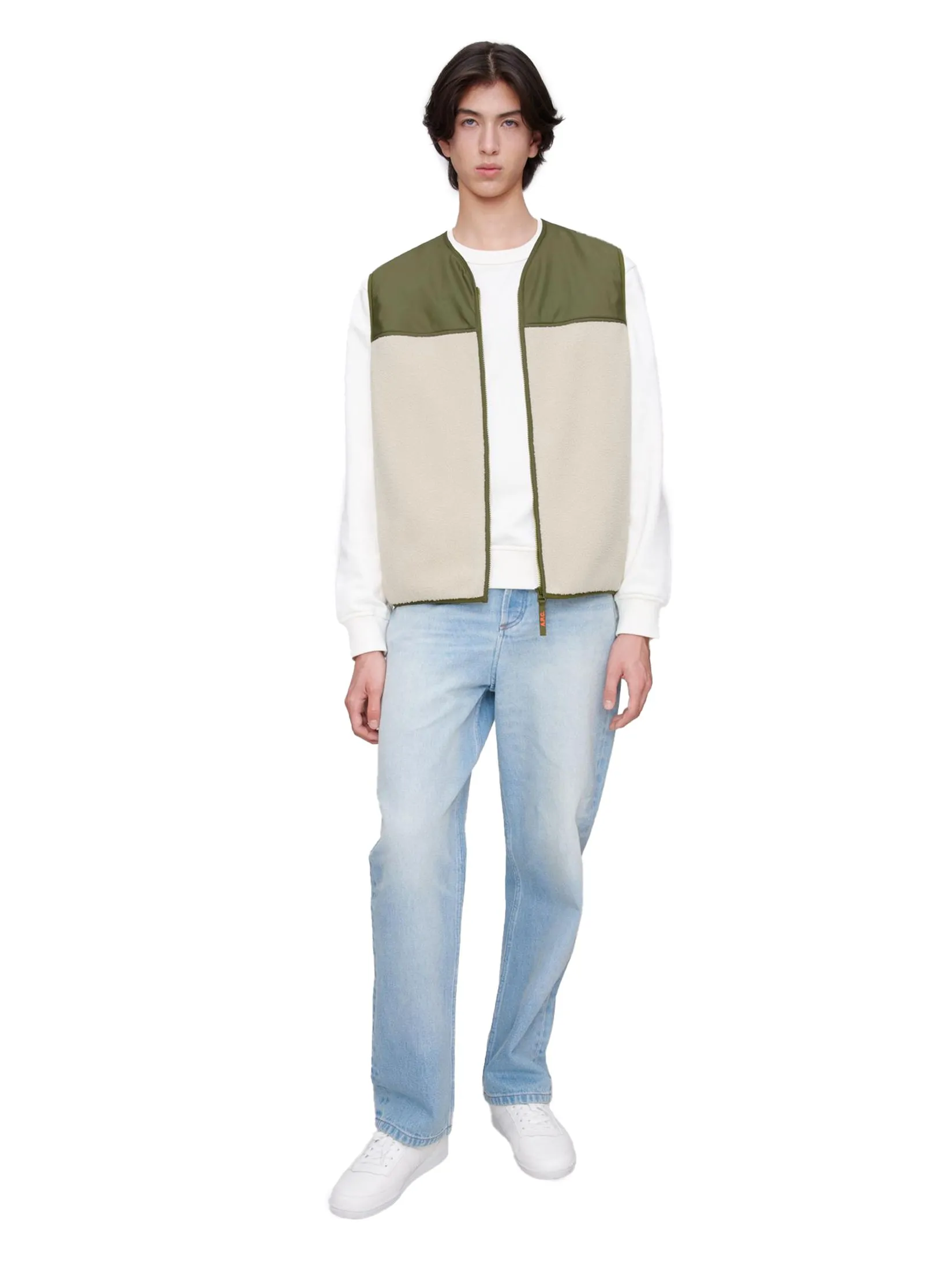 A.P.C. Men Vest Blouson Marty AAC Blanc Casse A.P.C. Men Vest Blouson Marty AAC Blanc Casse