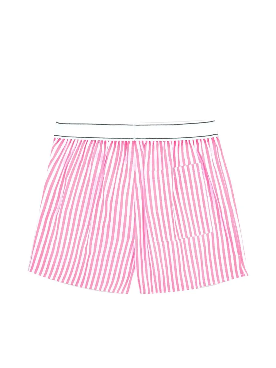 SPORTY & RICH Women Boxer Shorts Serif Logo - Pink Striped Pink SPORTY & RICH Women Boxer Shorts Serif Logo - Pink Striped Pink