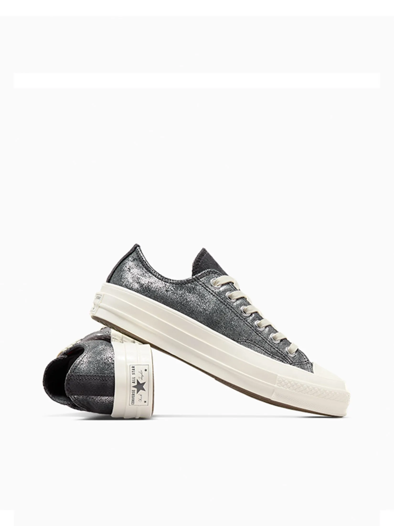 CONVERSE Women Sneakers Chuck 70 Pretty Patina Ox Silver/Black CONVERSE Women Sneakers Chuck 70 Pretty Patina Ox Silver/Black