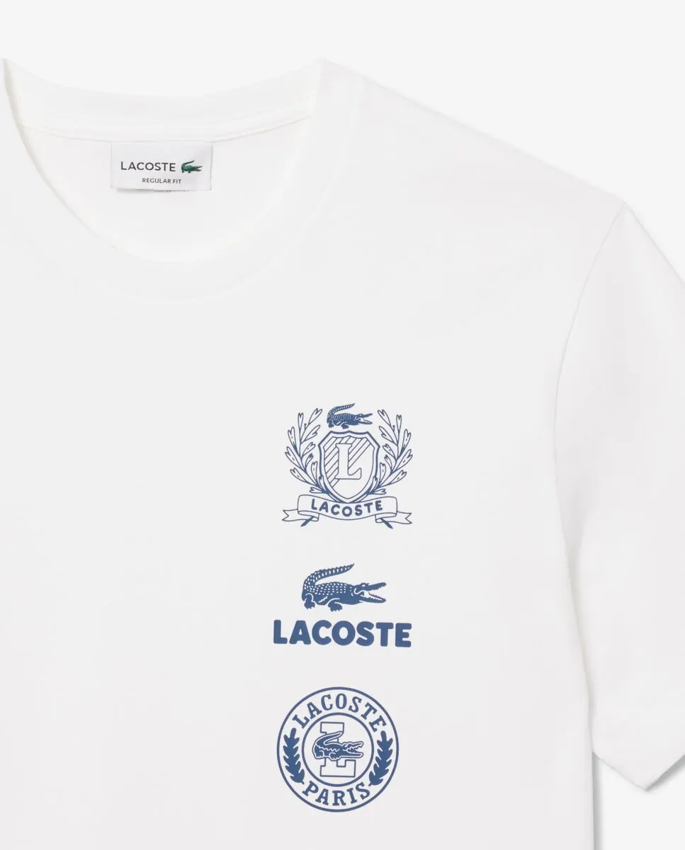 LACOSTE Regular Fit Printed Jersey T-Shirt White LACOSTE Regular Fit Printed Jersey T-Shirt White