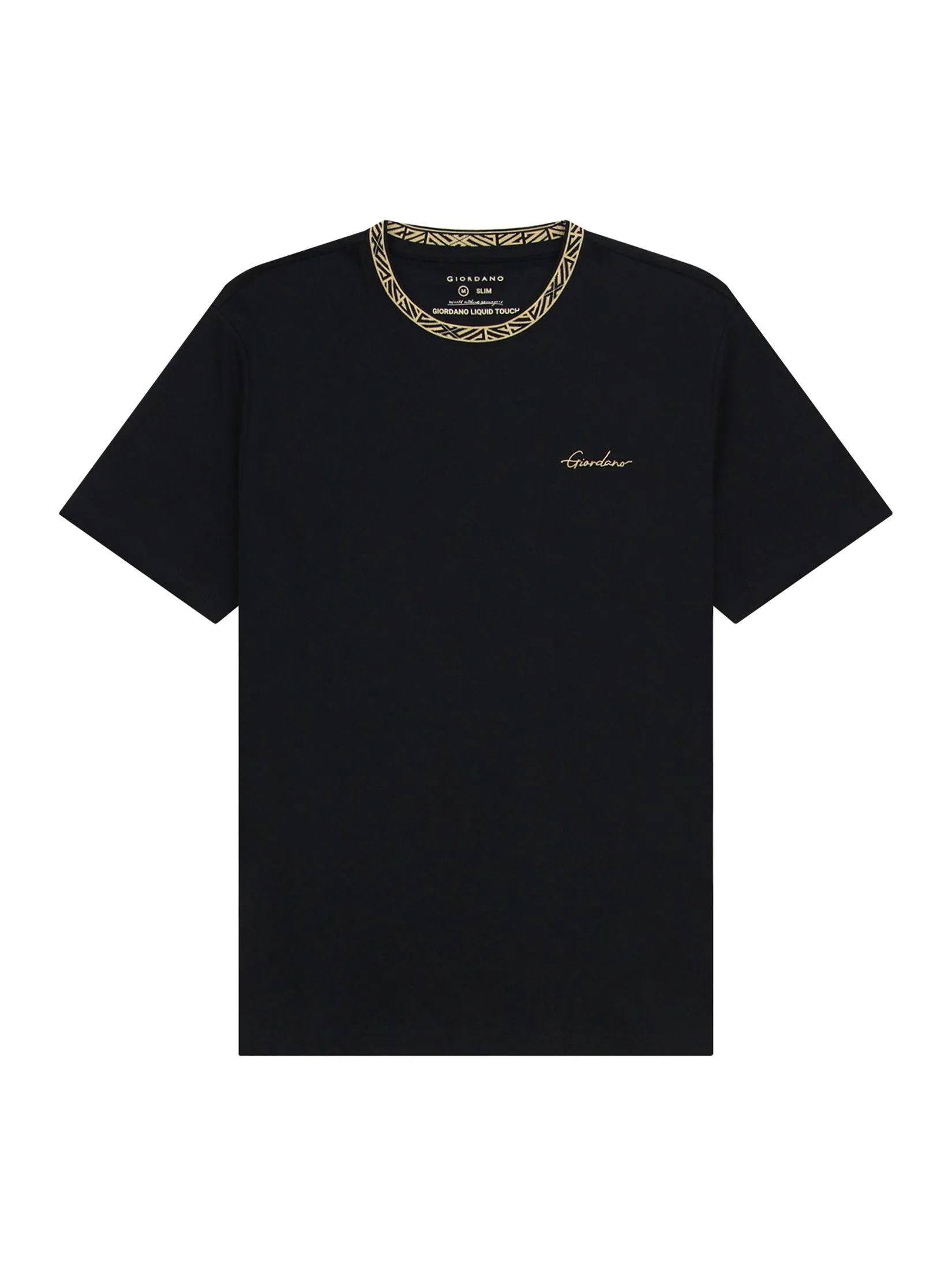 GIORDANO Men's Slim Interlock Tee (Liquid Touch) Black GIORDANO Men's Slim Interlock Tee (Liquid Touch) Black