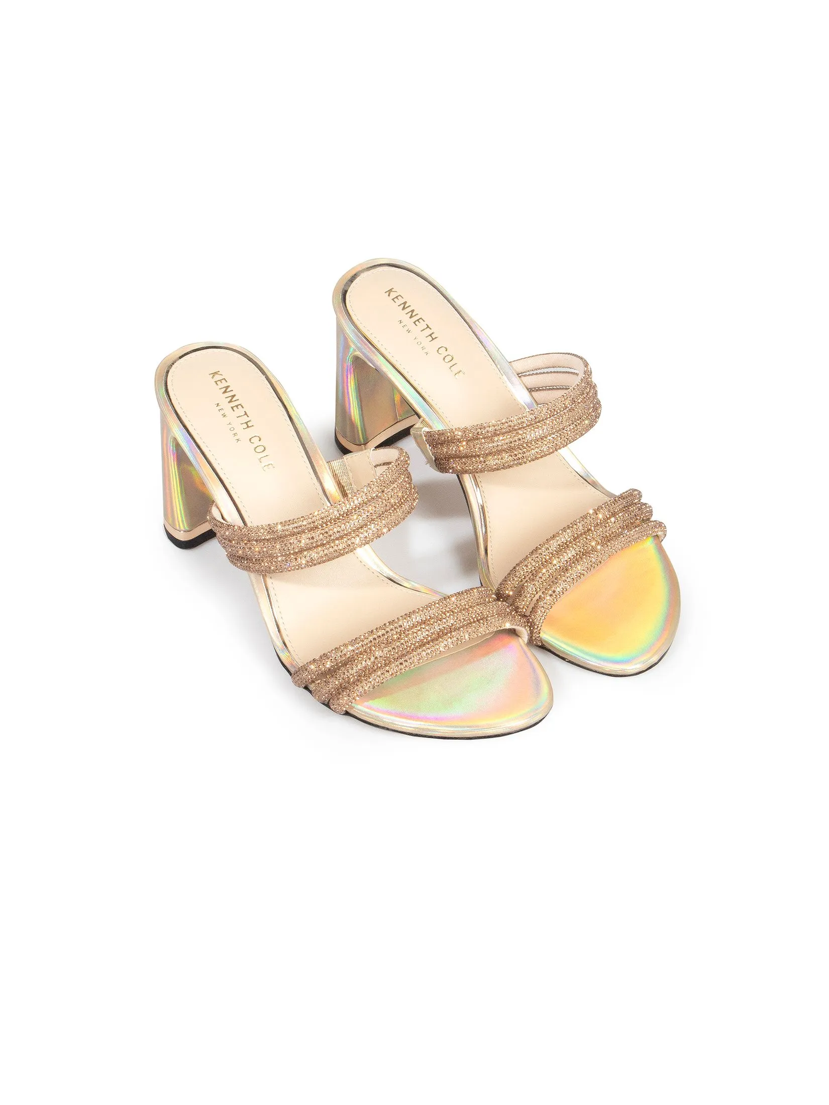 KENNETH COLE WOMEN HEELS AMELIA FLARE JEWEL / GOLD