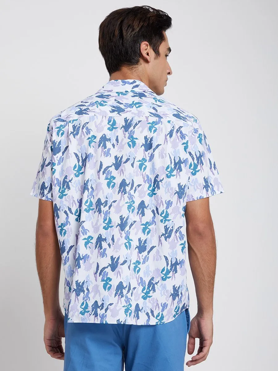 ALUMNUS Men Shirts Short Sleeves Printed Blue ALUMNUS Men Shirts Short Sleeves Printed Blue