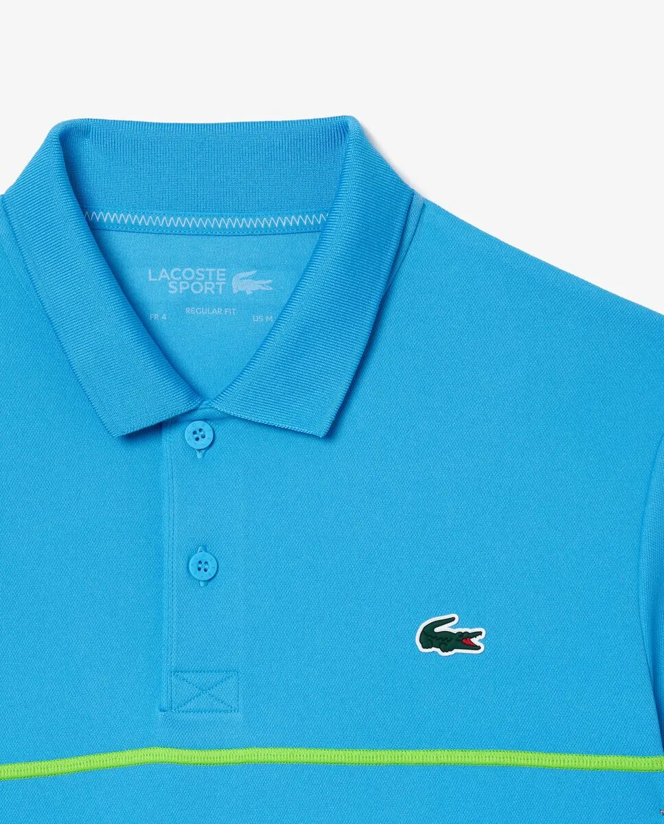 LACOSTE Regular Fit Ultra Dry Piqu  Tennis Polo Shirt Blue LACOSTE Regular Fit Ultra Dry Piqu  Tennis Polo Shirt Blue