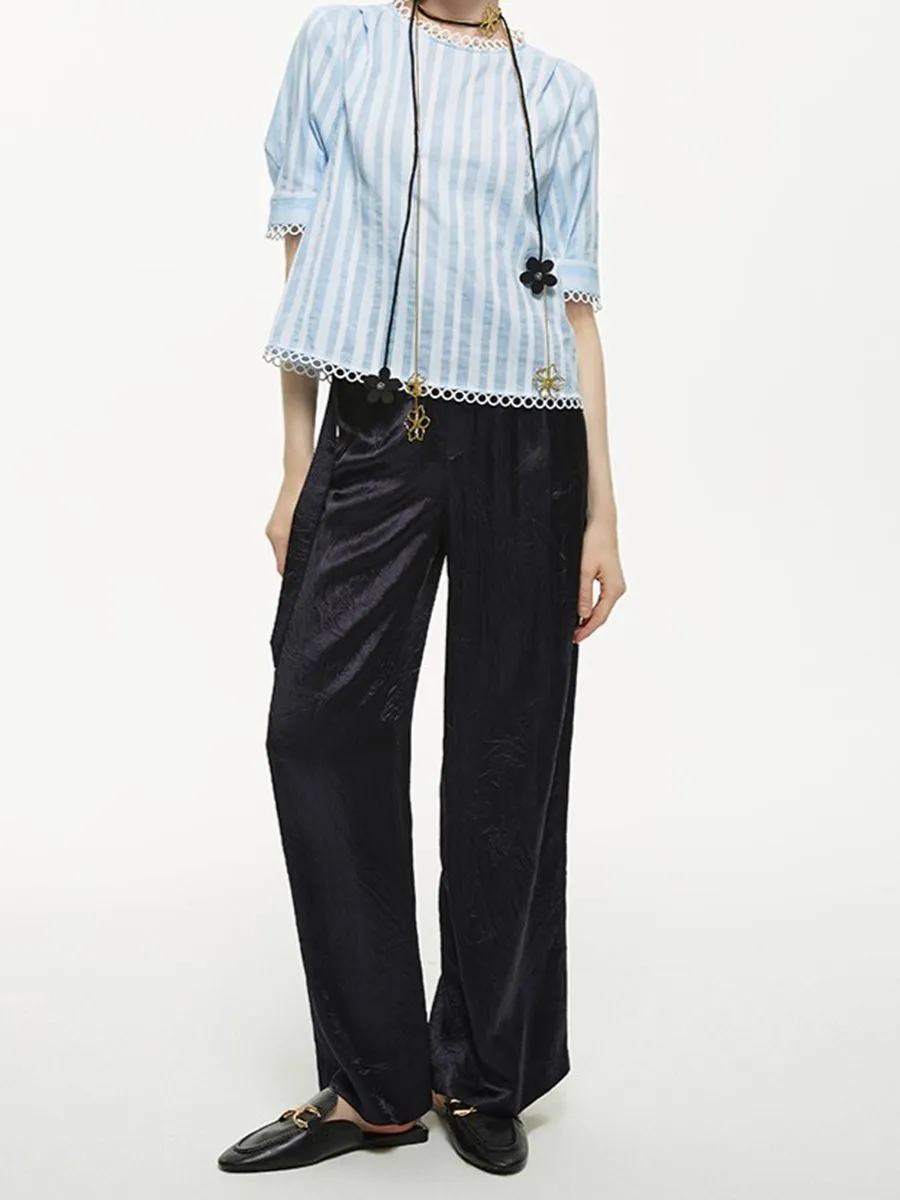 PORTSPURE Women Trousers Cropped Wide-Leg Black PORTSPURE Women Trousers Cropped Wide-Leg Black