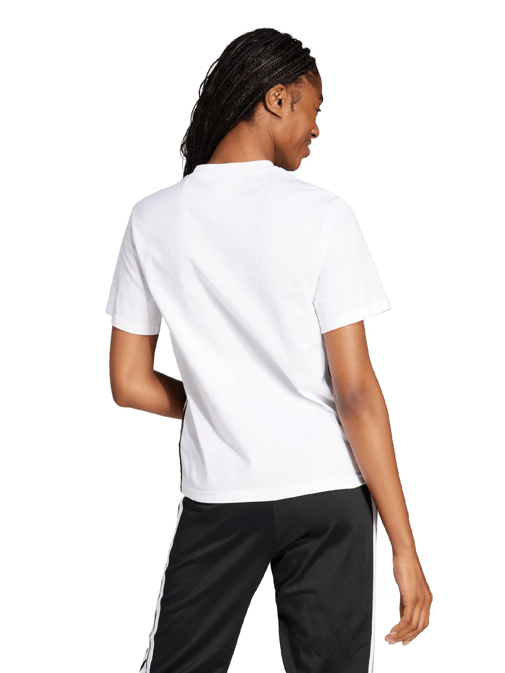 ADIDAS Women T-Shirt Essentials 3-Stripes Cotton JD0844 White / Whiteblack ADIDAS Women T-Shirt Essentials 3-Stripes Cotton JD0844 White / Whiteblack