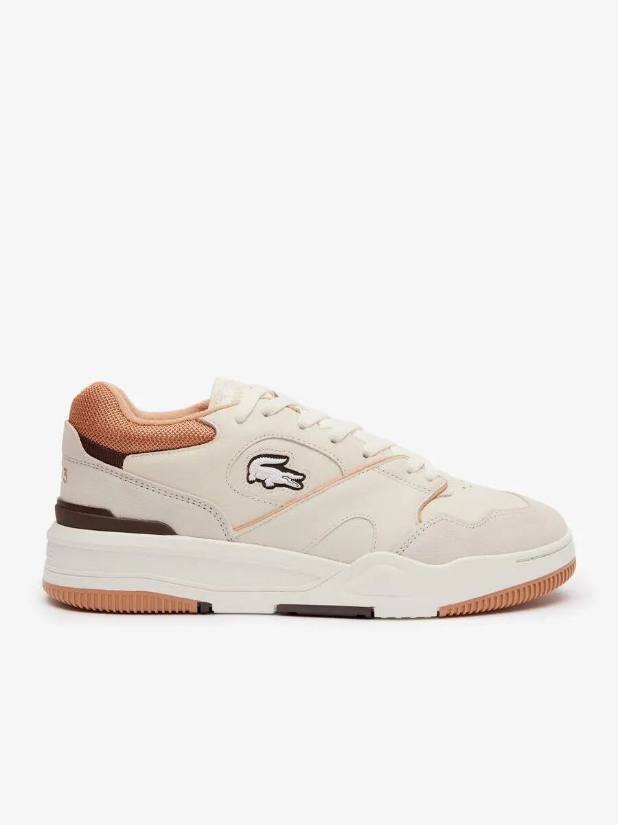 LACOSTE White Men’s Lineshot Contrasted Accent Leather Trainers LACOSTE White Men’s Lineshot Contrasted Accent Leather Trainers