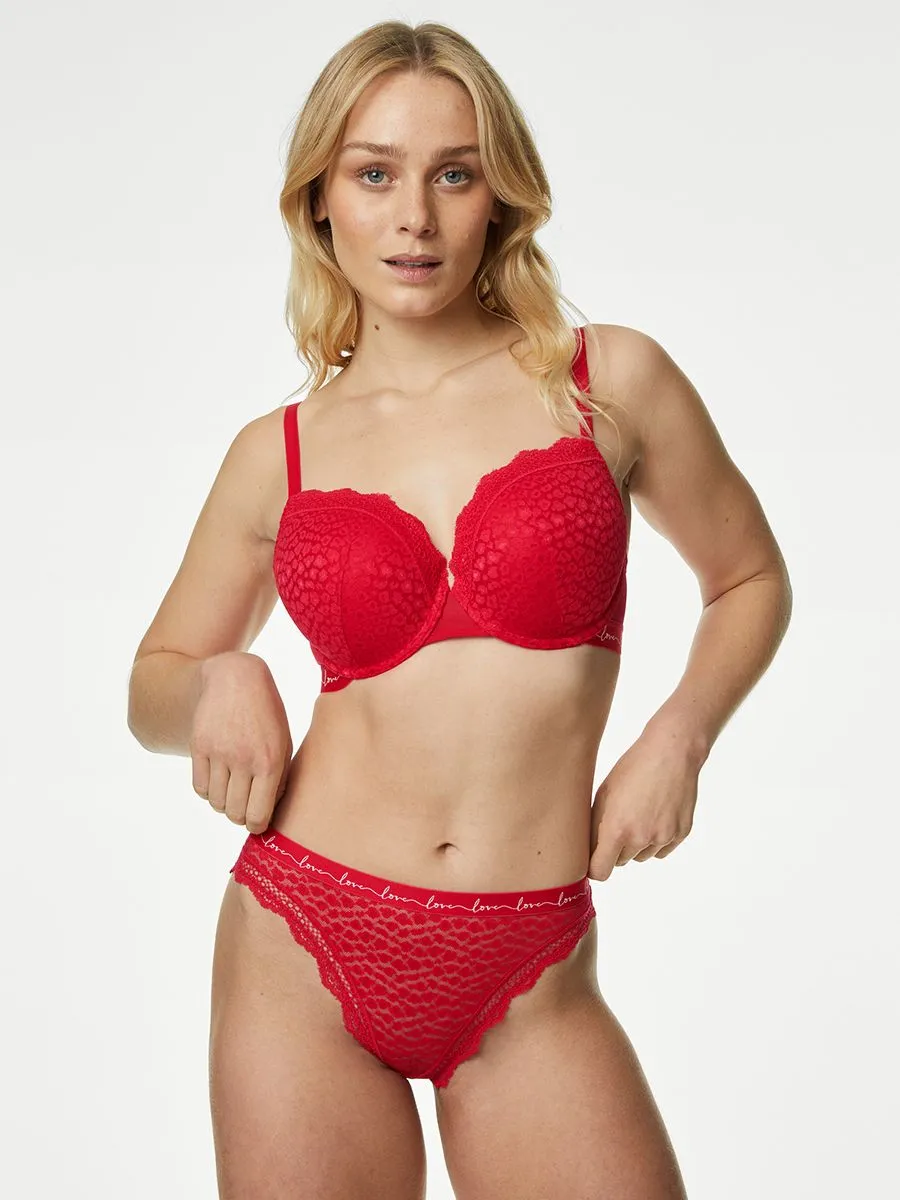 MARKS & SPENCER Women High Leg Knickers Mesh & Lace 3pk Geranium MARKS & SPENCER Women High Leg Knickers Mesh & Lace 3pk Geranium