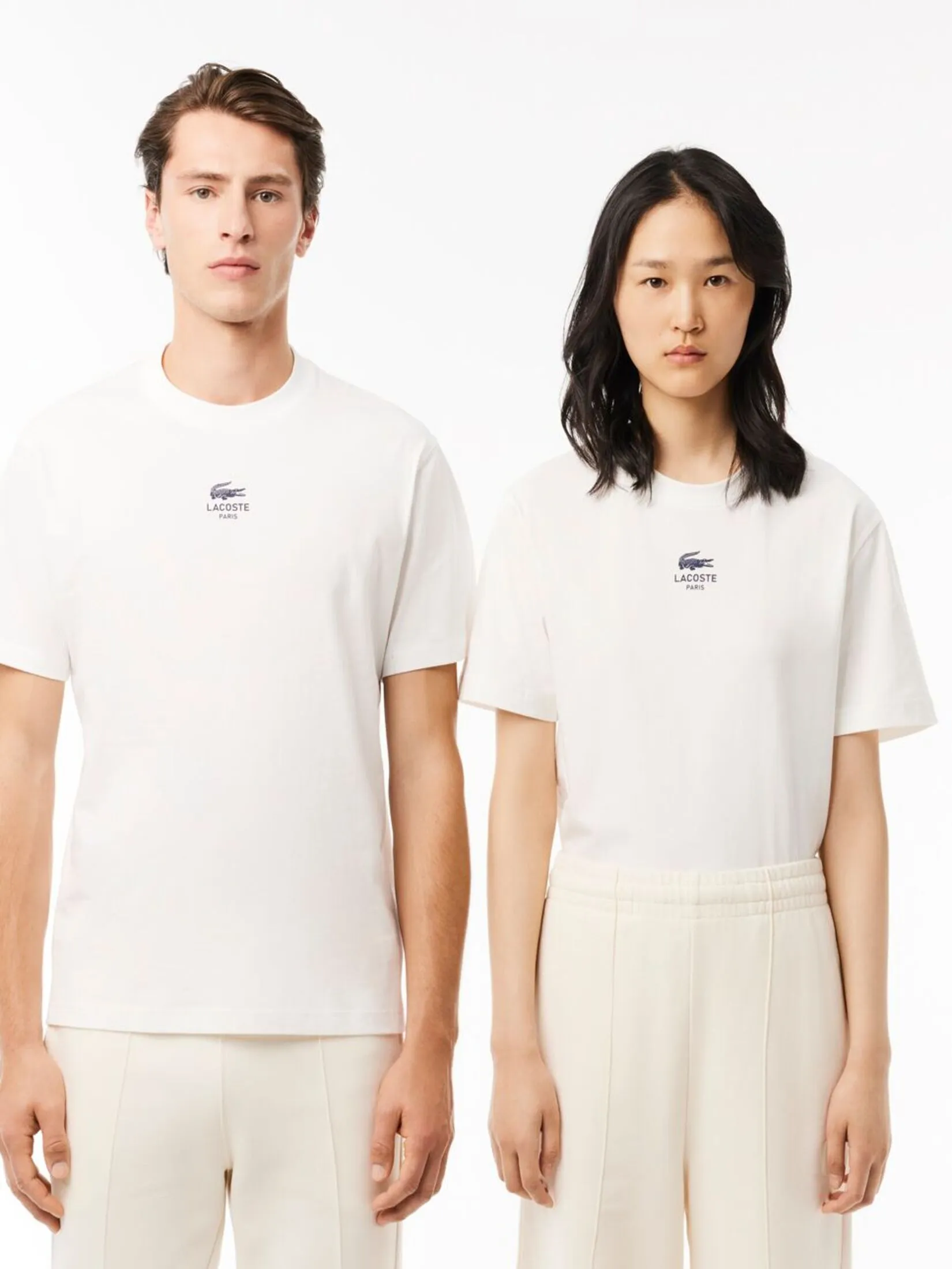 LACOSTE Signature Print Cotton T-shirt White LACOSTE Signature Print Cotton T-shirt White