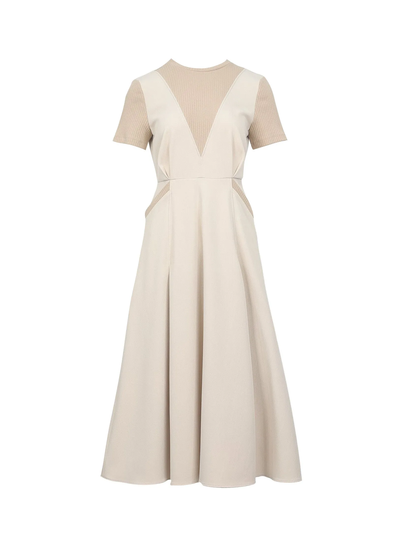 Shaka Woman Dress Rib Mix Midi Beige Shaka Woman Dress Rib Mix Midi Beige