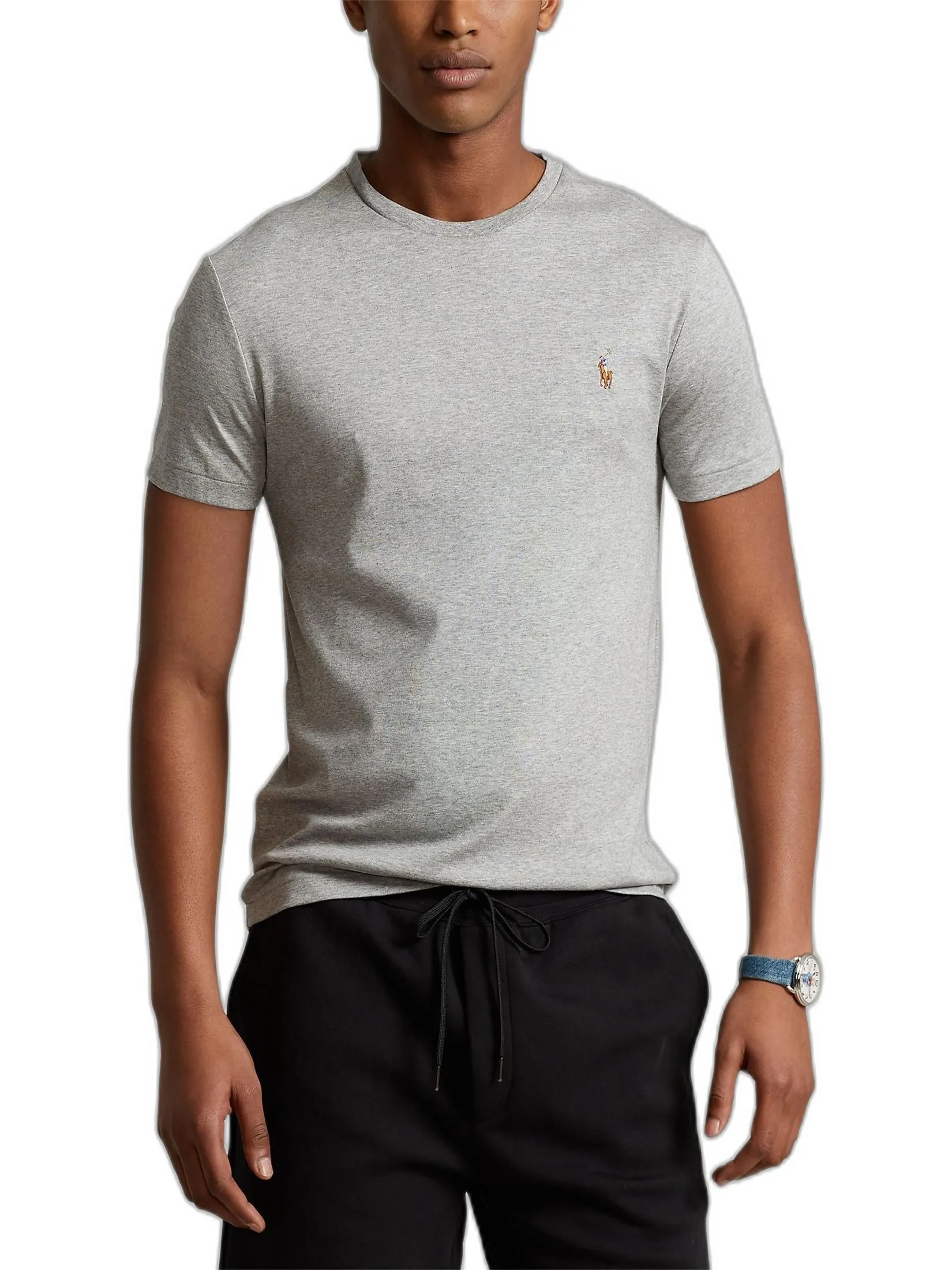POLO RALPH LAUREN TEE-Custom Slim Fit Soft Cotton T-Shirt MNPOTSH1N820102 020 GREY POLO RALPH LAUREN TEE-Custom Slim Fit Soft Cotton T-Shirt MNPOTSH1N820102 020 GREY