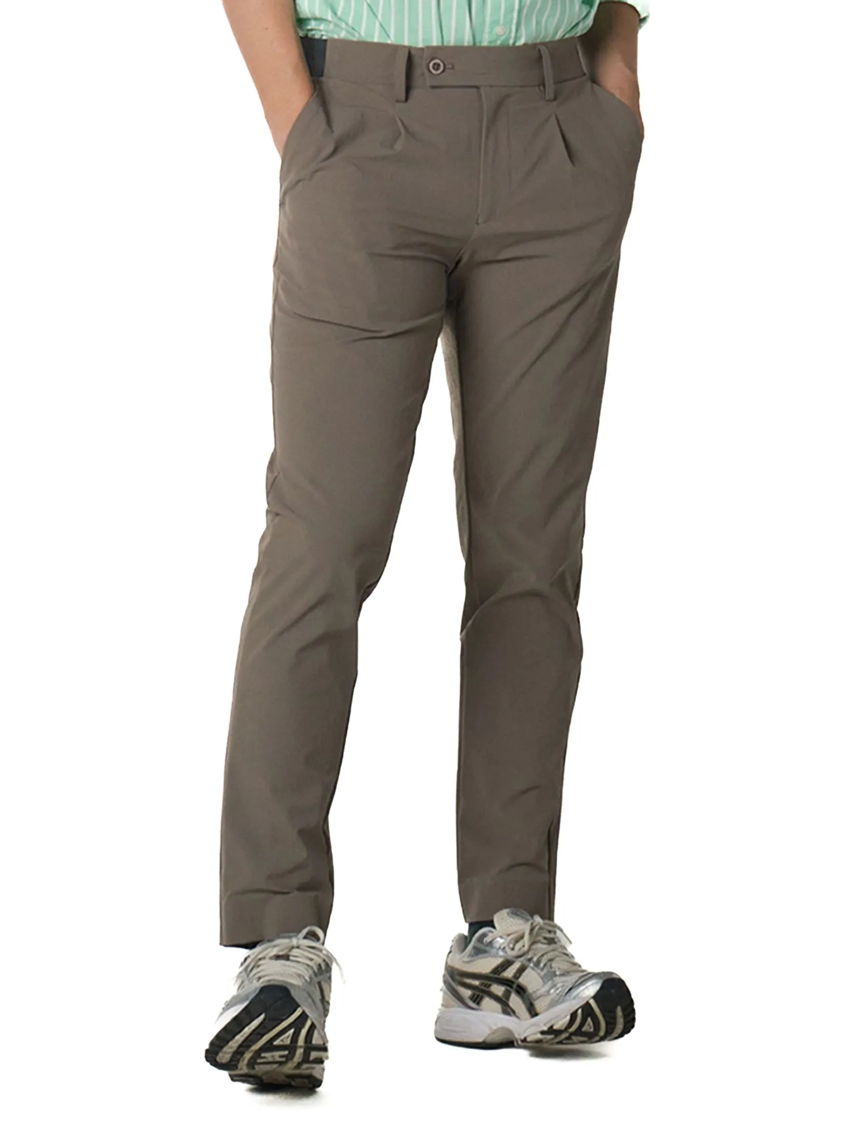 Era-won Men's  Cropped Skinny pants Golf fabric Brown Era-won Men's  Cropped Skinny pants Golf fabric Brown